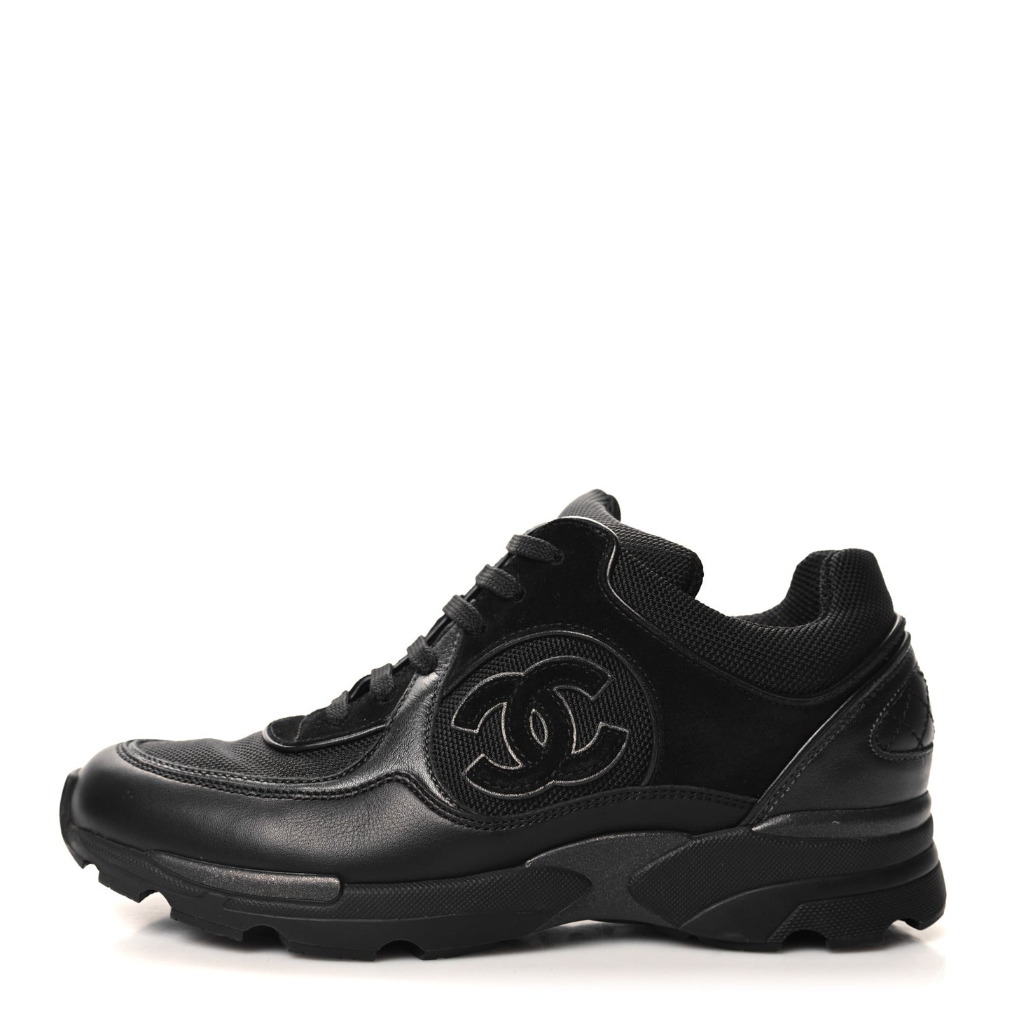 Toile Suede Calfskin CC Sneakers 35 Black