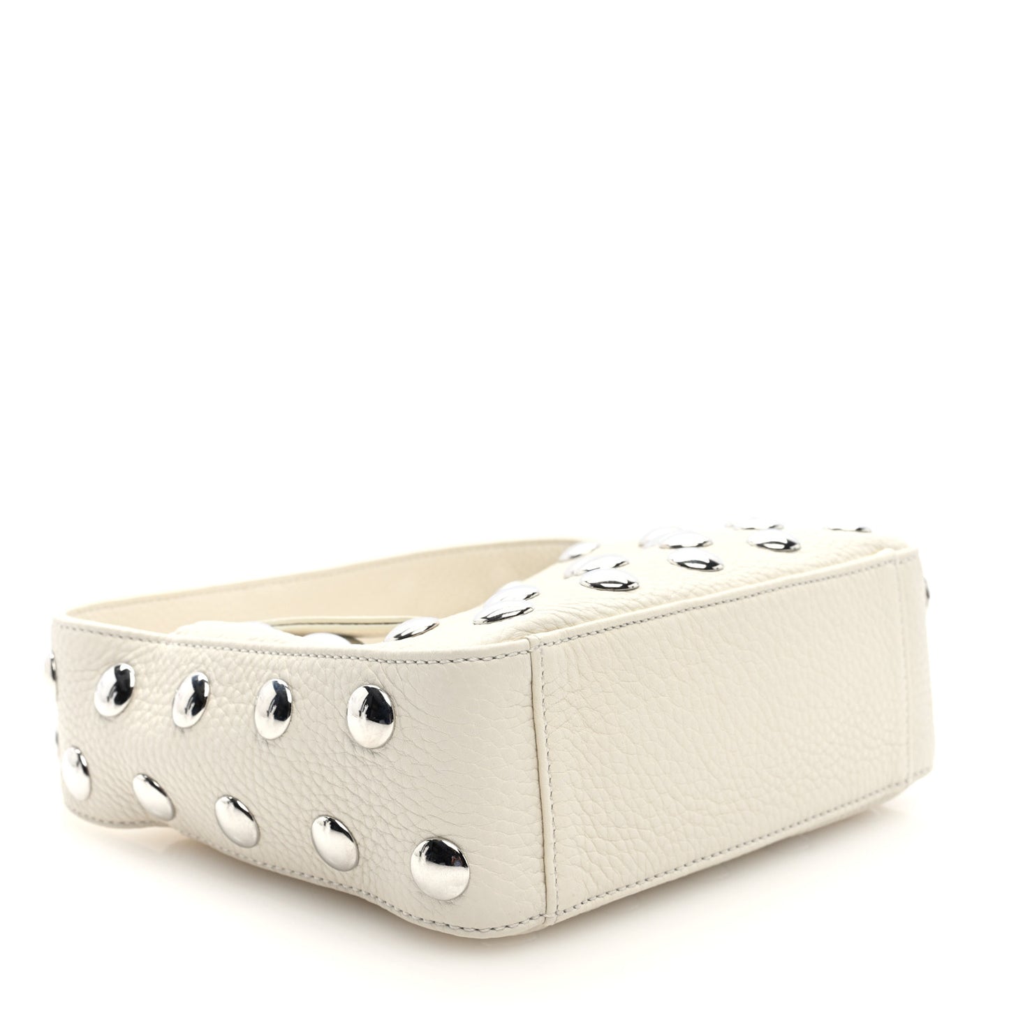 Pebbled Sport Calfskin Studded Small Elena White