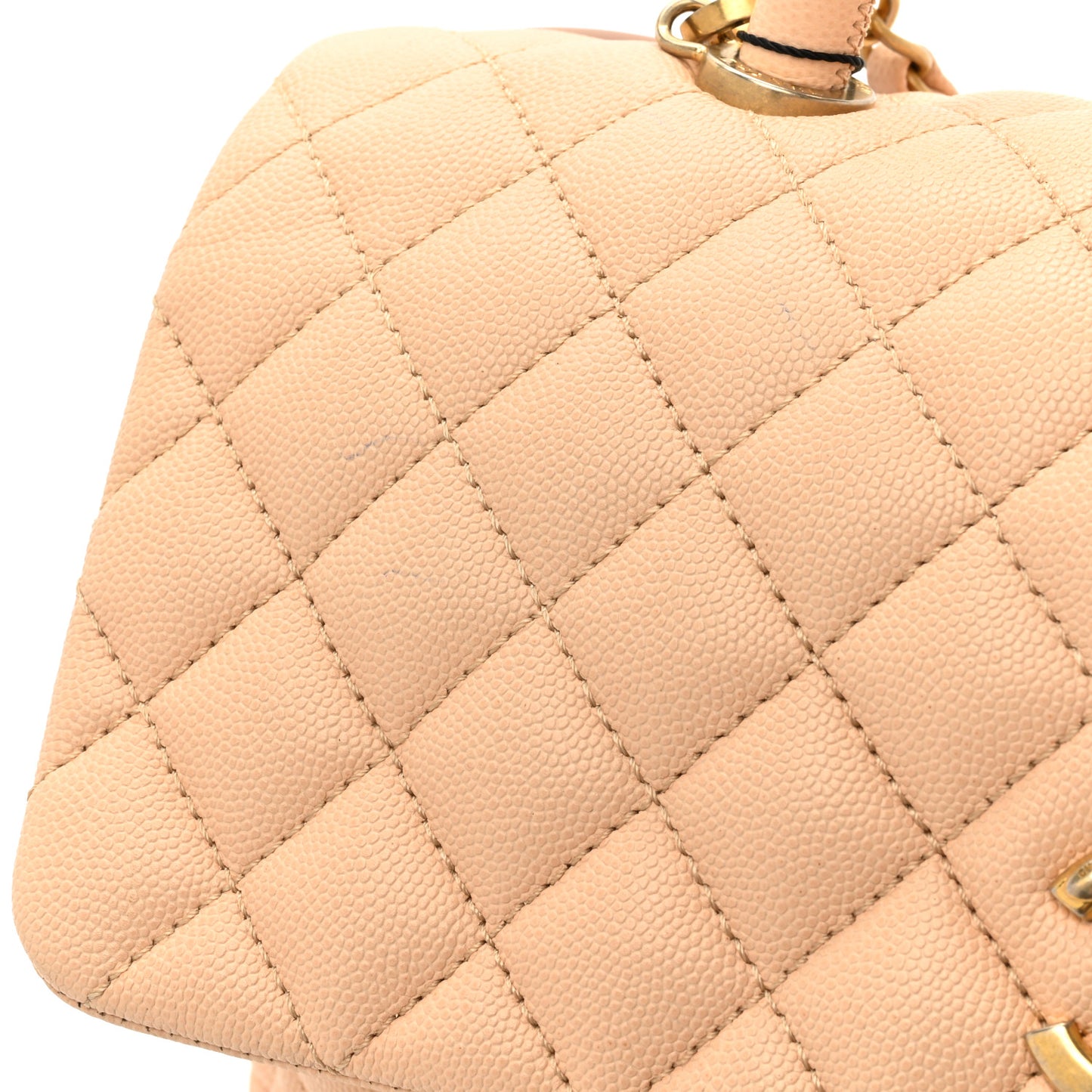 Caviar Quilted Medium Coco Handle Flap Light Beige