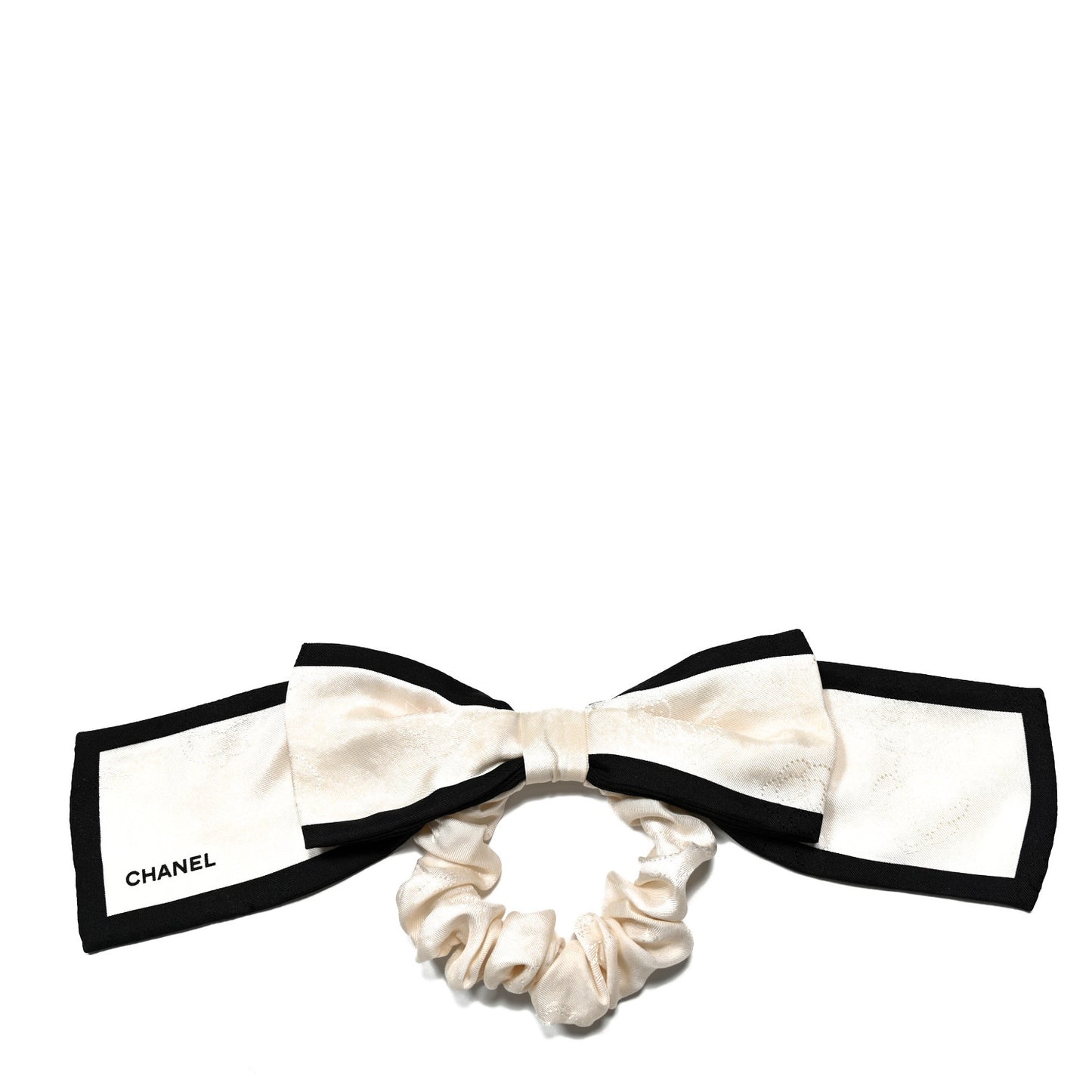 Silk Hair Tie Ivory Black