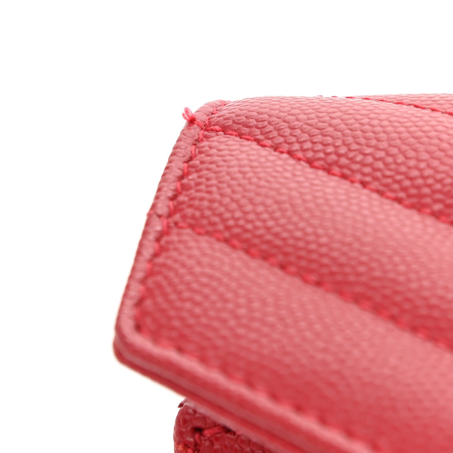 Grain De Poudre Matelasse Chevron Monogram Chain Wallet New Red