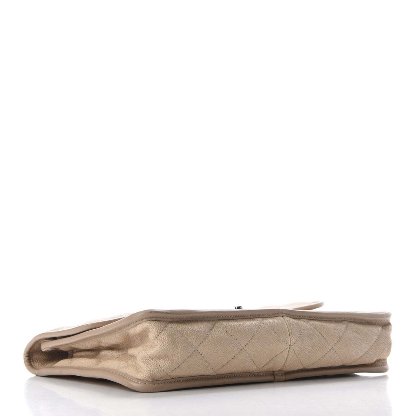 Caviar Quilted Large French Riviera Flap Beige