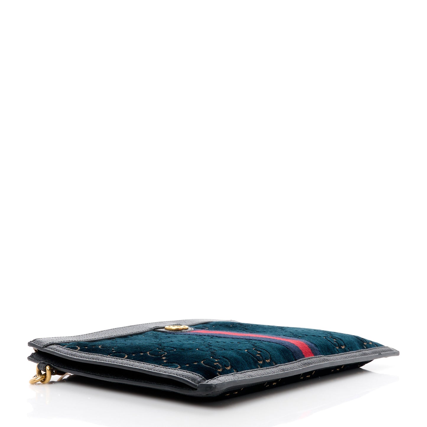 Velvet GG Monogram Textured Calfskin Web Ophidia Wristlet Blue Beige Black