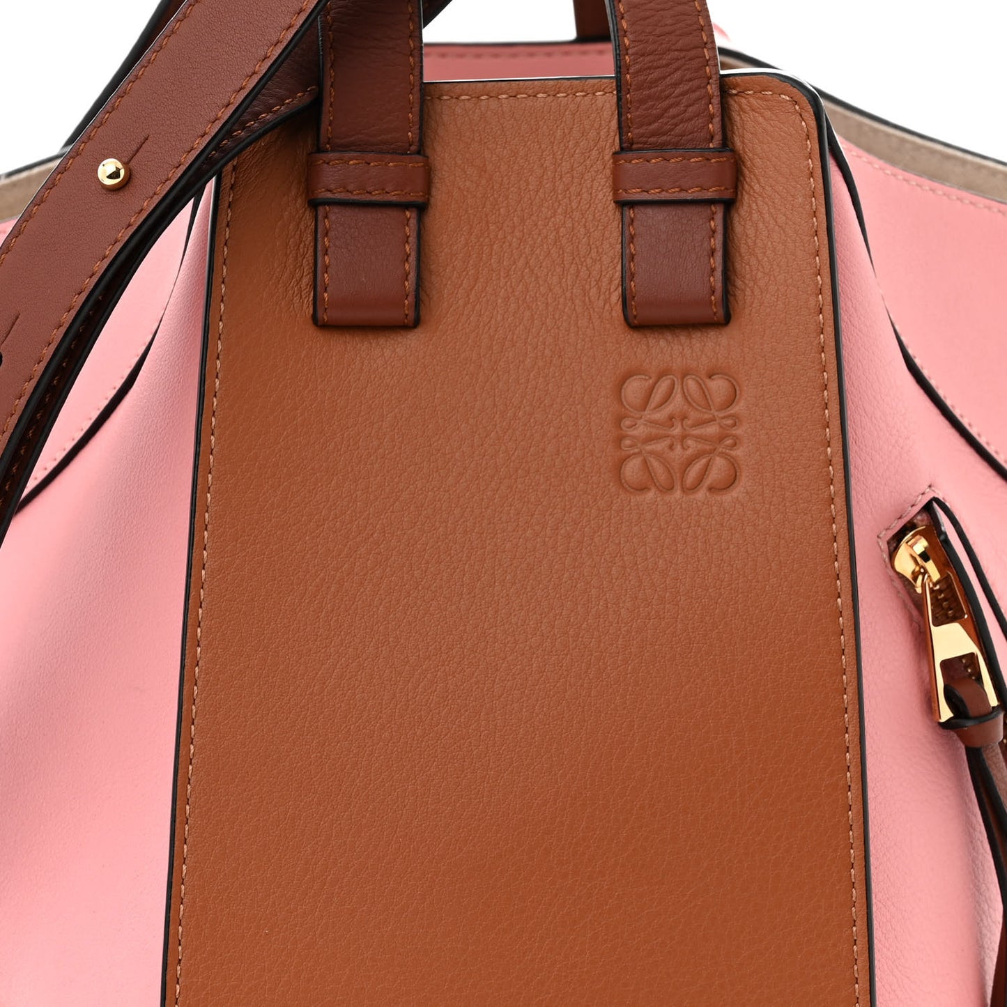 Calfskin Small Hammock Shoulder Bag Pastel Pink Tan