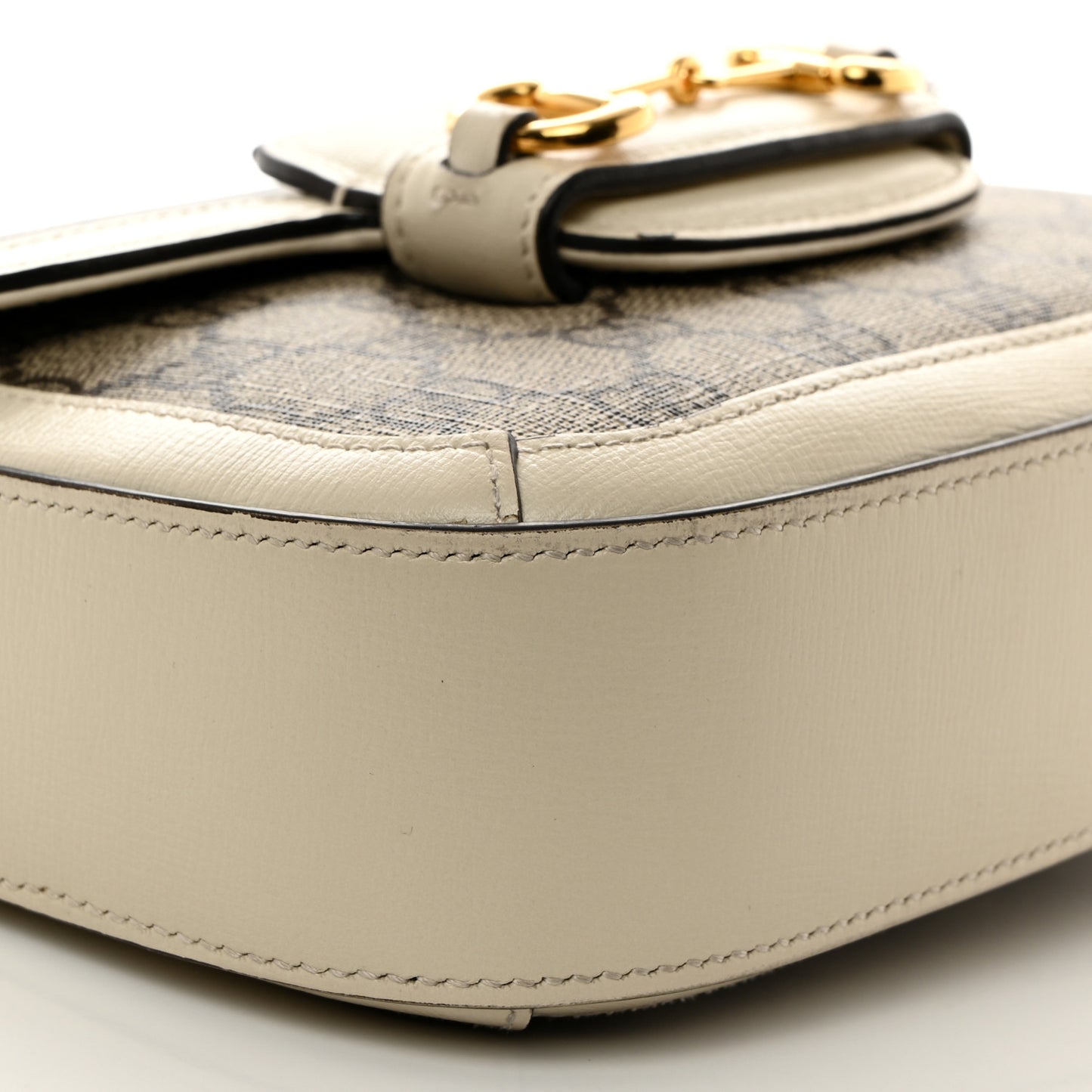 GG Supreme Monogram Web Mini Horsebit 1955 Shoulder Bag Beige Mystic White