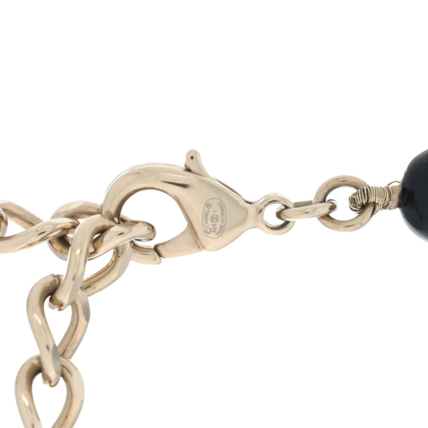 Pearl Beaded CC Necklace Black White