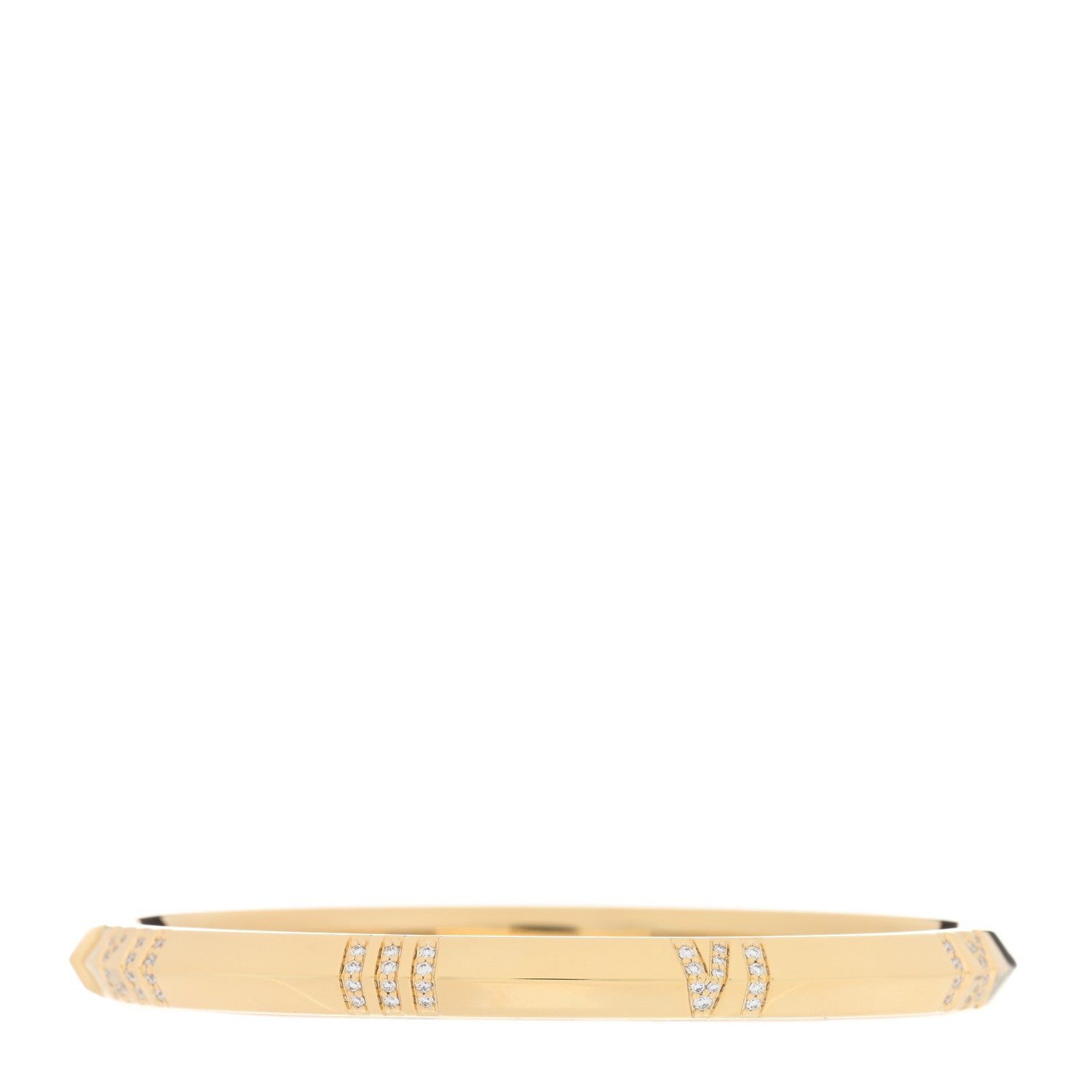 Tiffany 18K Yellow Gold Diamond Atlas Closed Narrow Hinged Bangle Bracelet 2 of 4