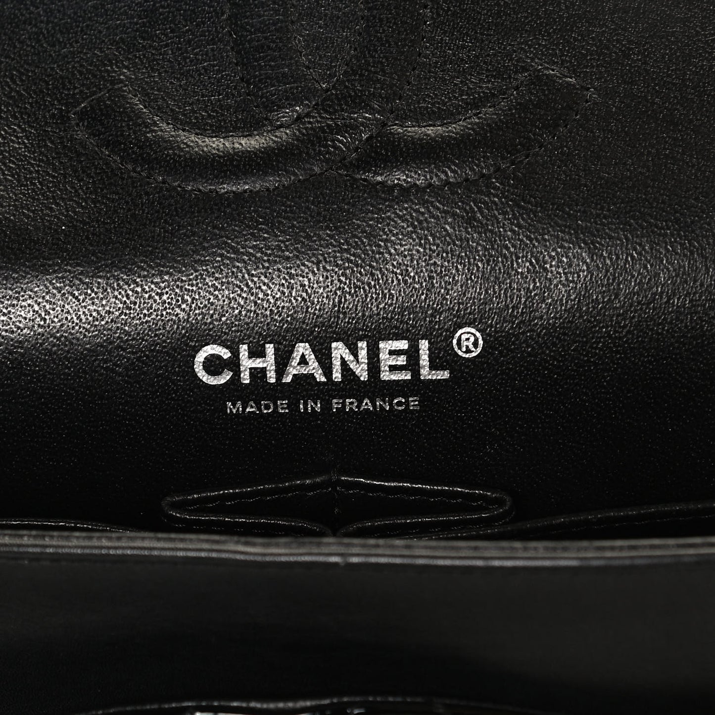 Patent Quilted Medium Double Flap Black