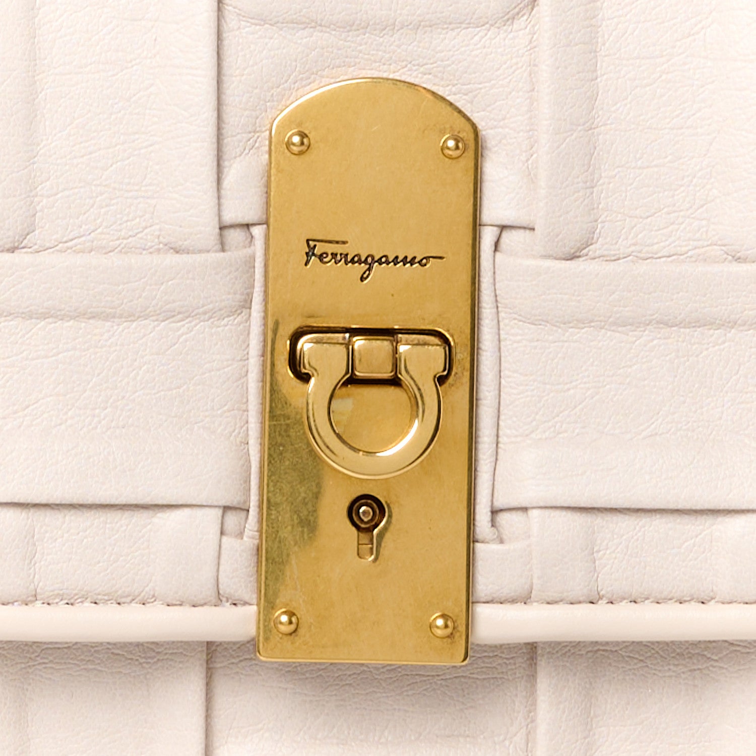 Salvatore Ferragamo Lambskin Woven Small Boxyz Bone 8 of 10