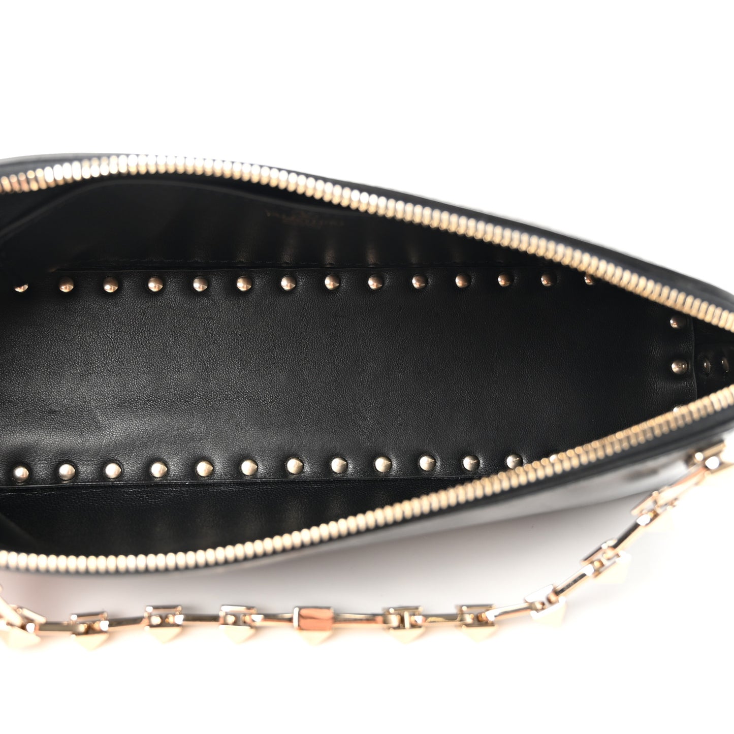 VALENTINO GARAVANI Smooth Calfskin Rockstud East West Crossbody Clutch Bag Black