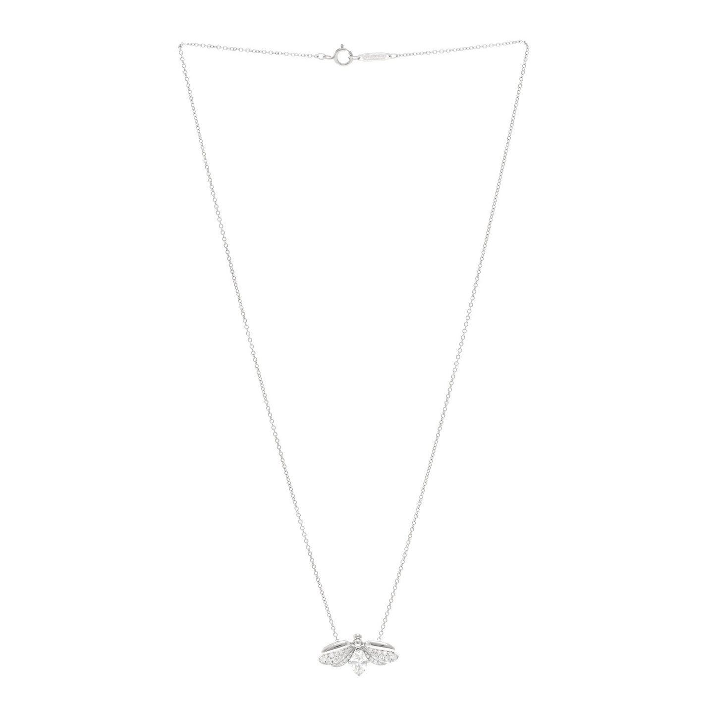 Platinum Diamond Paper Flowers Firefly Pendant Necklace