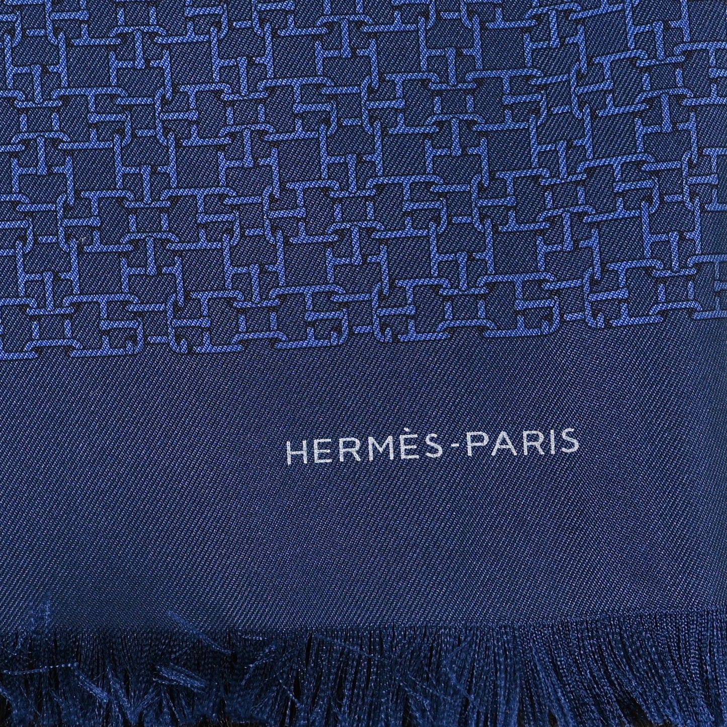 Silk Wool Cashmere Echarpe Muffler Marine Bleu Marron