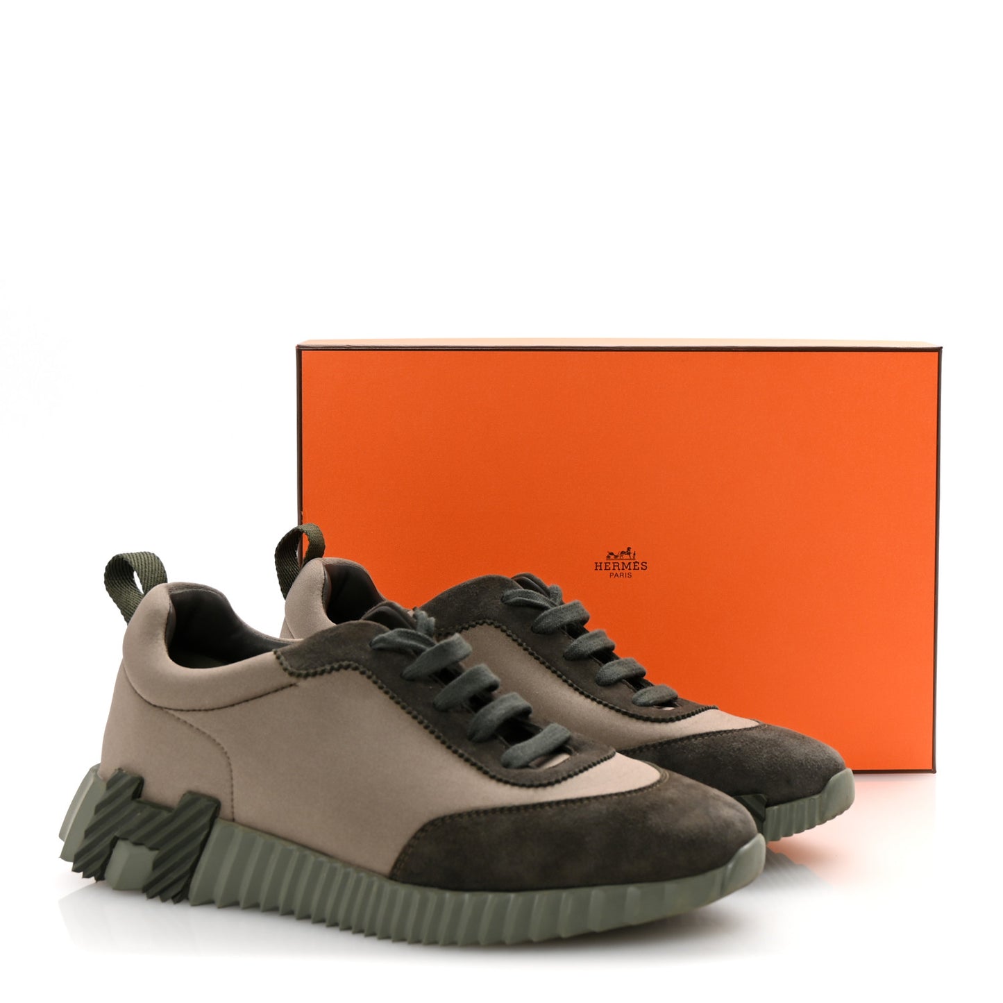 Technical Jersey Goatskin Suede Goatskin Bouncing Sneakers 39 Vert Toundra Vert Foret
