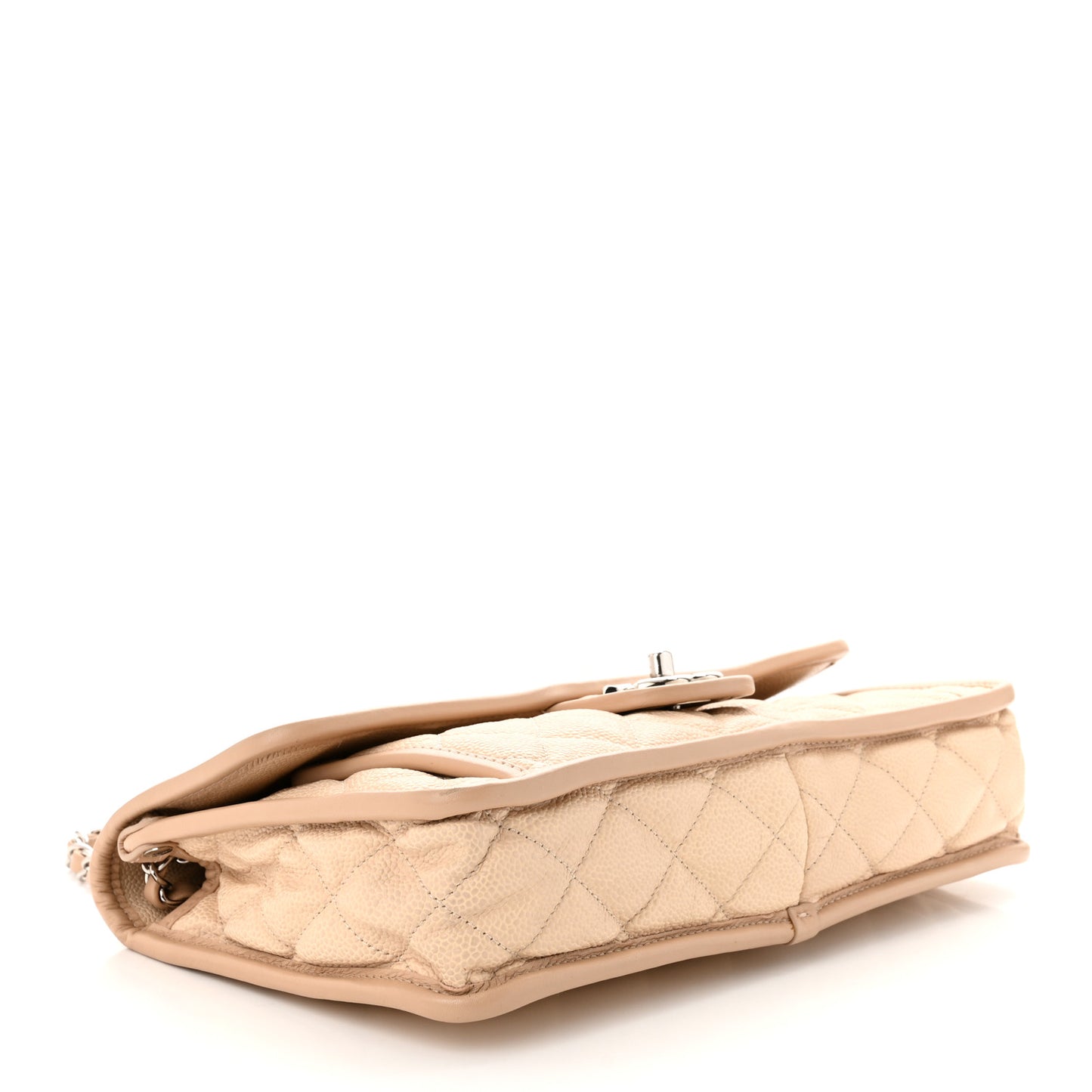 Caviar Quilted Large French Riviera Flap Beige