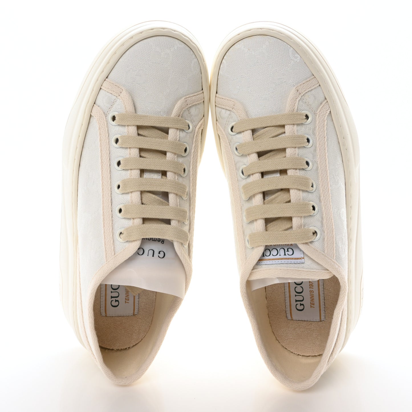 GG Monogram Womens 1977 Tennis Platform 52mm Sneakers 37 Great White Mystic White