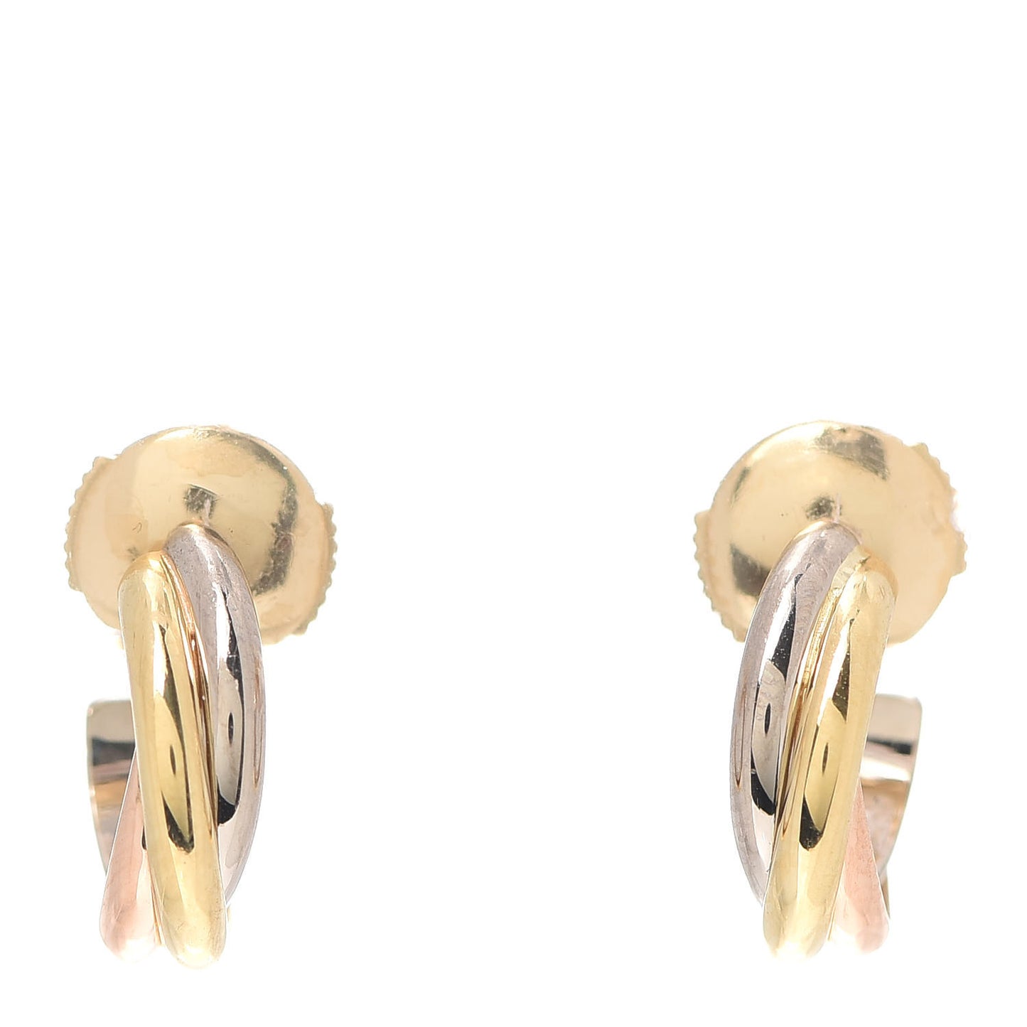 18K Pink Yellow White Gold 13mm Trinity Hoop Earrings