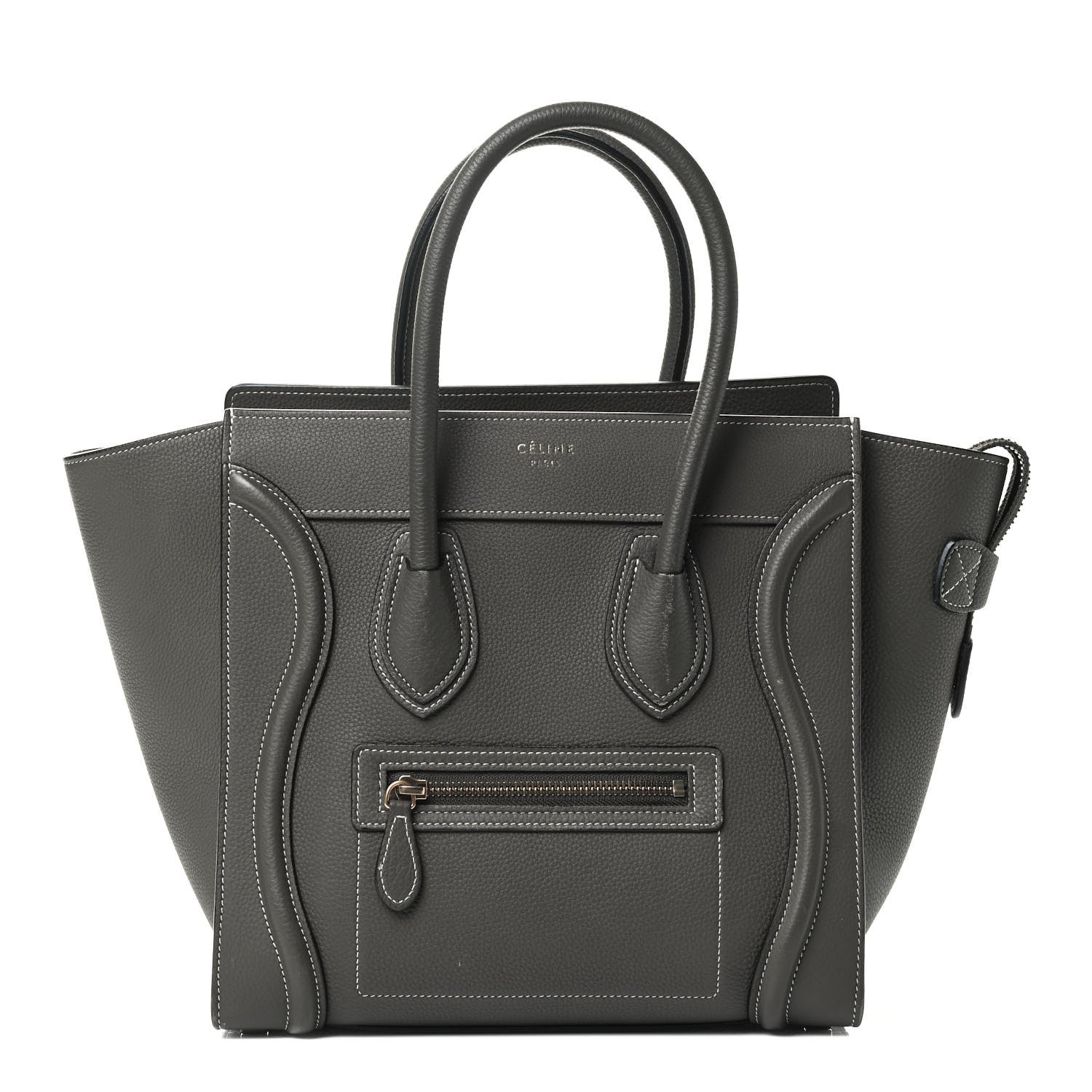 Celine Drummed Calfskin Micro Luggage Souris 1 of 5