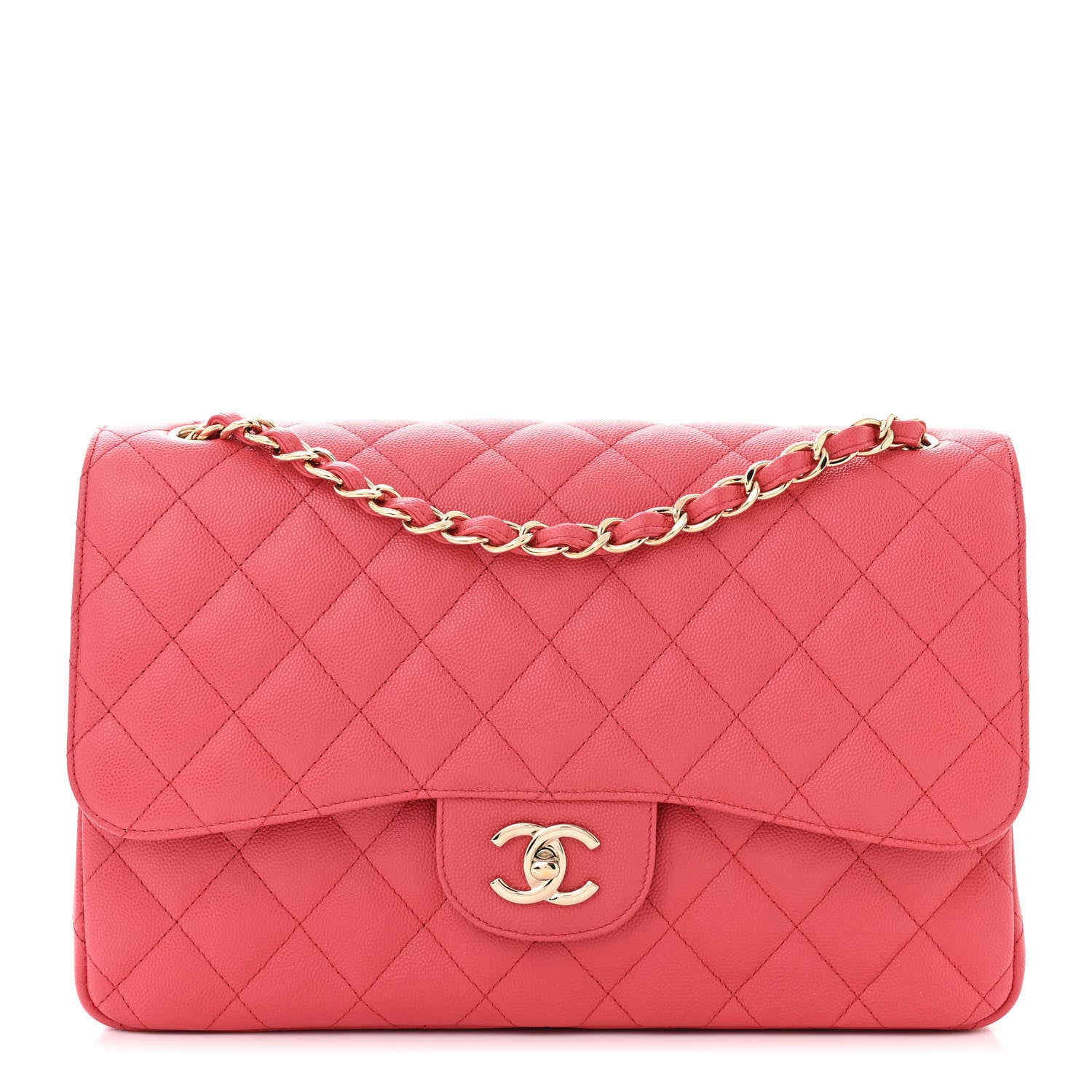 Chanel Caviar Quilted Jumbo Double Flap Dark Pink 1 of 10