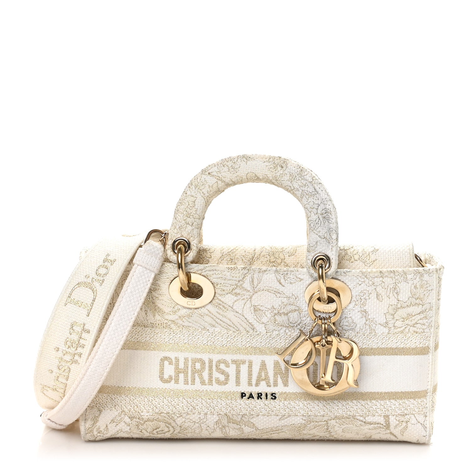 Christian Dior Canvas Embroidered Medium Jardin D'Hiver Lady D-Joy