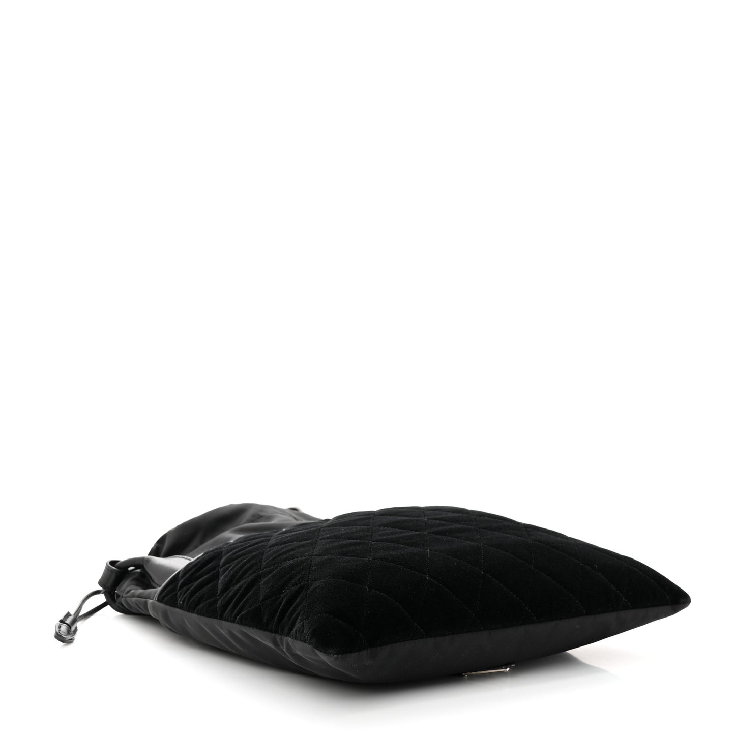 Tessuto Nylon Velluto Ricamo Small Drawstring Bag Black