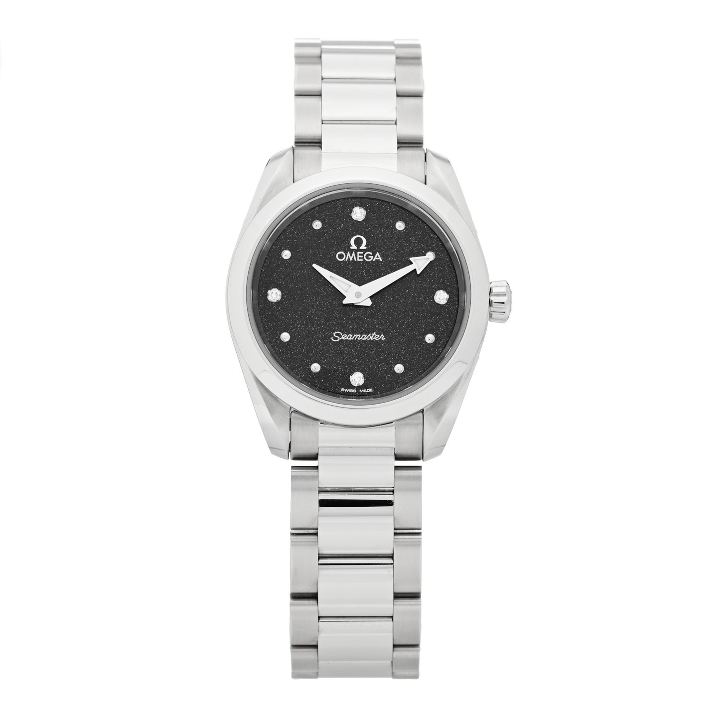 Stainless Steel Diamond 28mm Seamaster Aqua Terra 150M Quartz Watch Black
