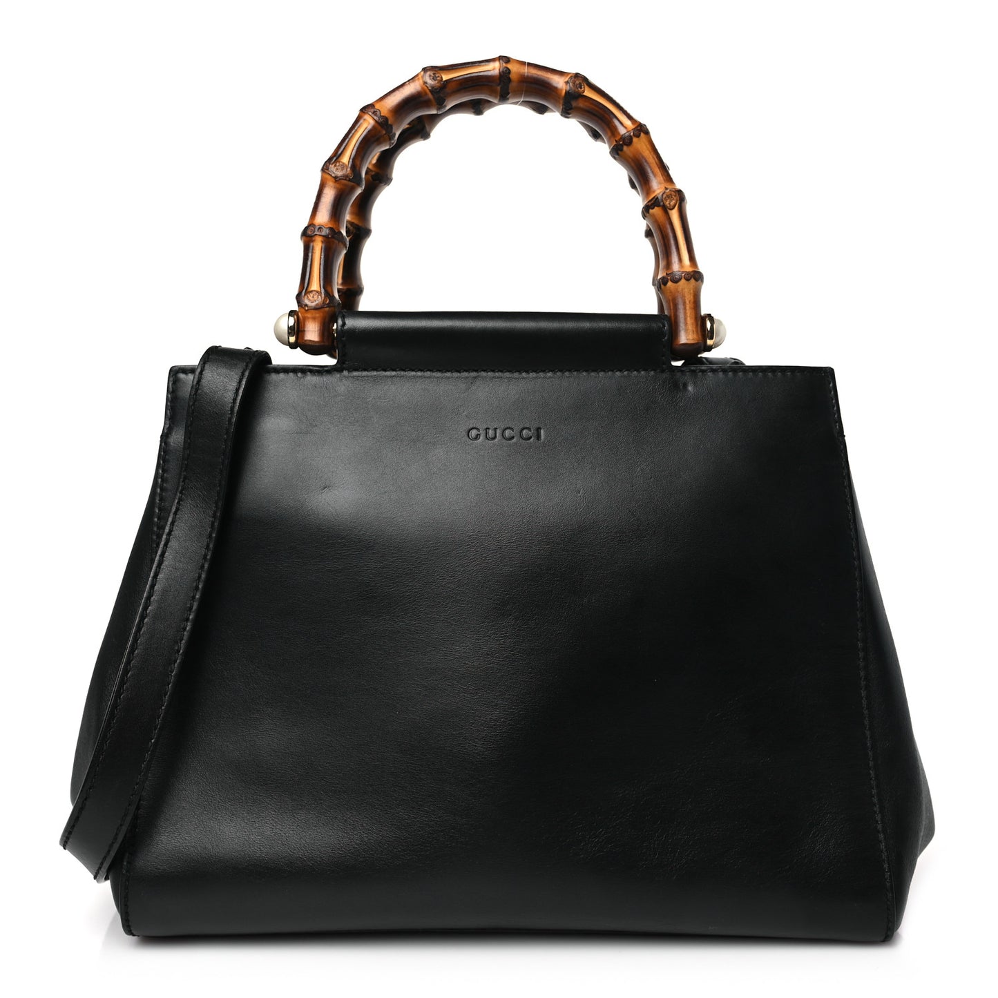 Nappa Bamboo Small Nymphaea Top Handle Bag Black