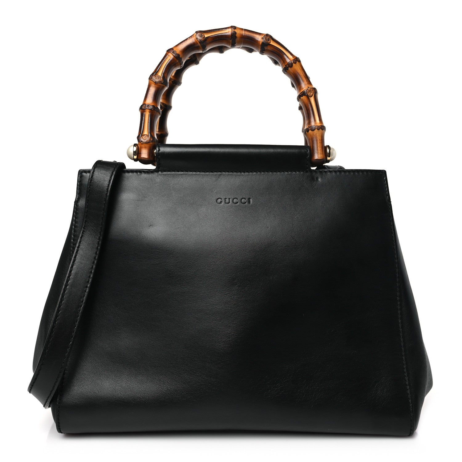 Gucci Nappa Bamboo Small Nymphaea Top Handle Bag Black 1 of 9