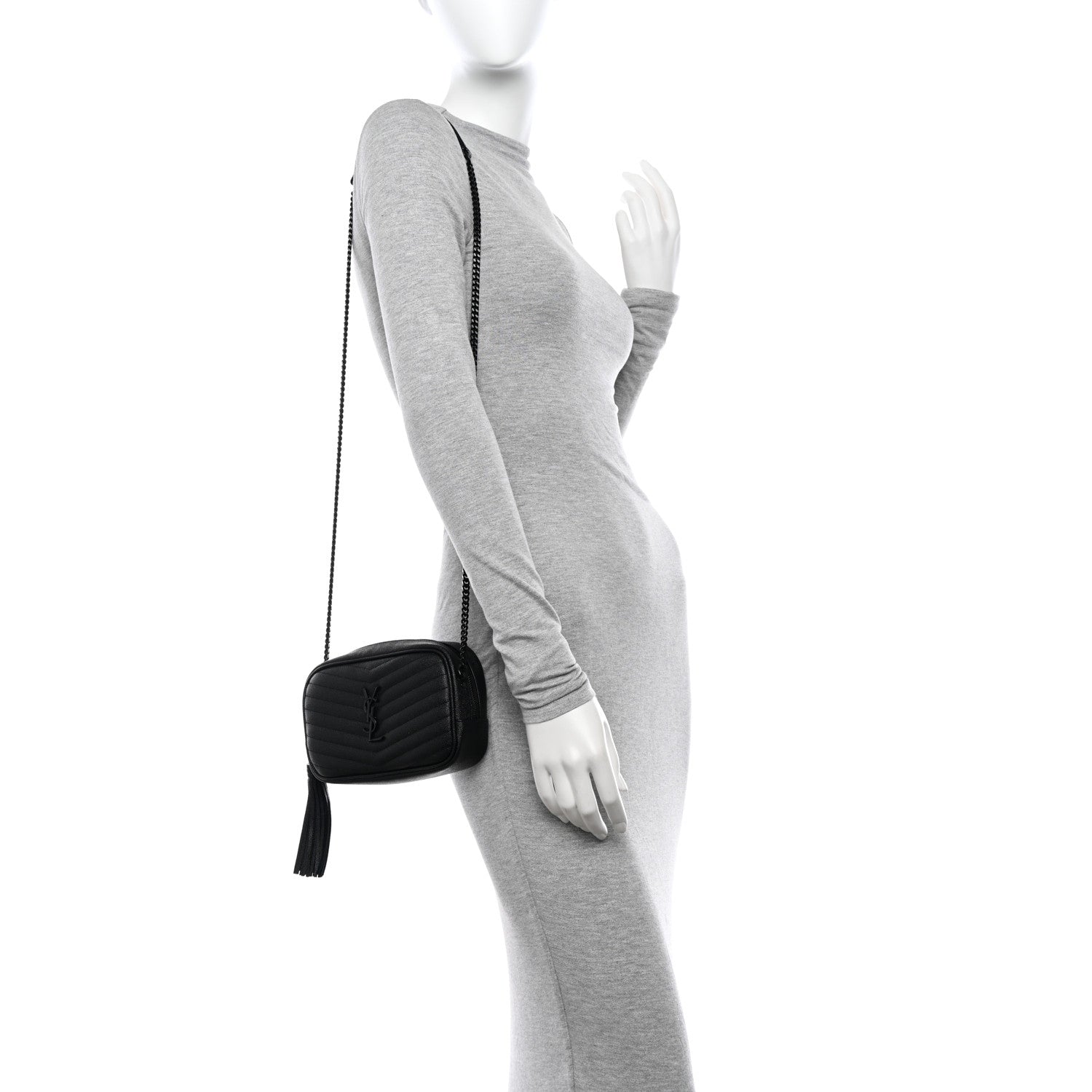 Saint Laurent Grain De Poudre Matelasse Monochrome Monogram Mini Lou Camera Bag Black 2 of 10
