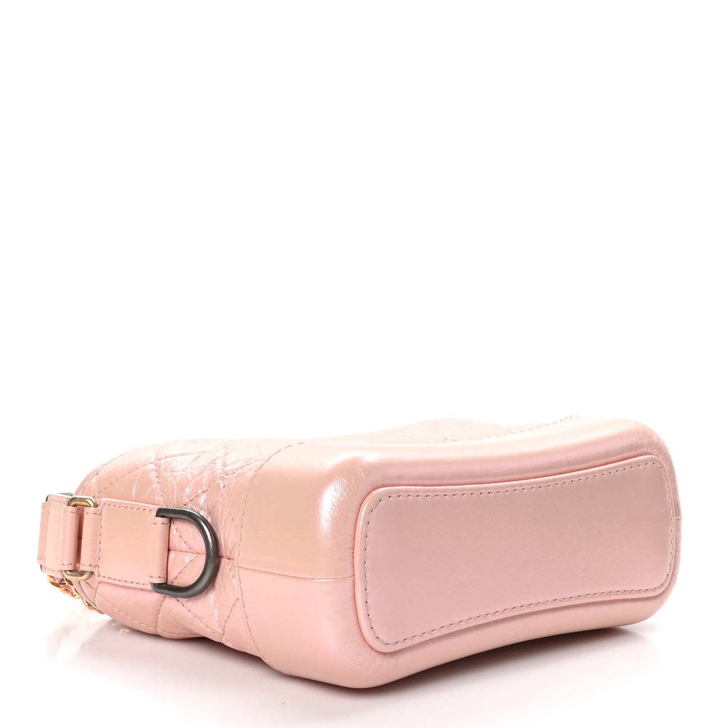 Iridescent Aged Calfskin Quilted Small Gabrielle Hobo Rose