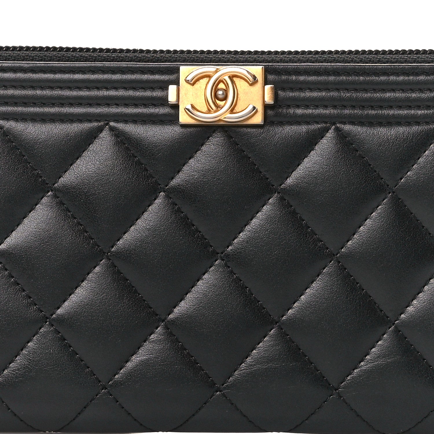 Chanel Lambskin Quilted Boy Long Zip Around Wallet Black 9 of 11