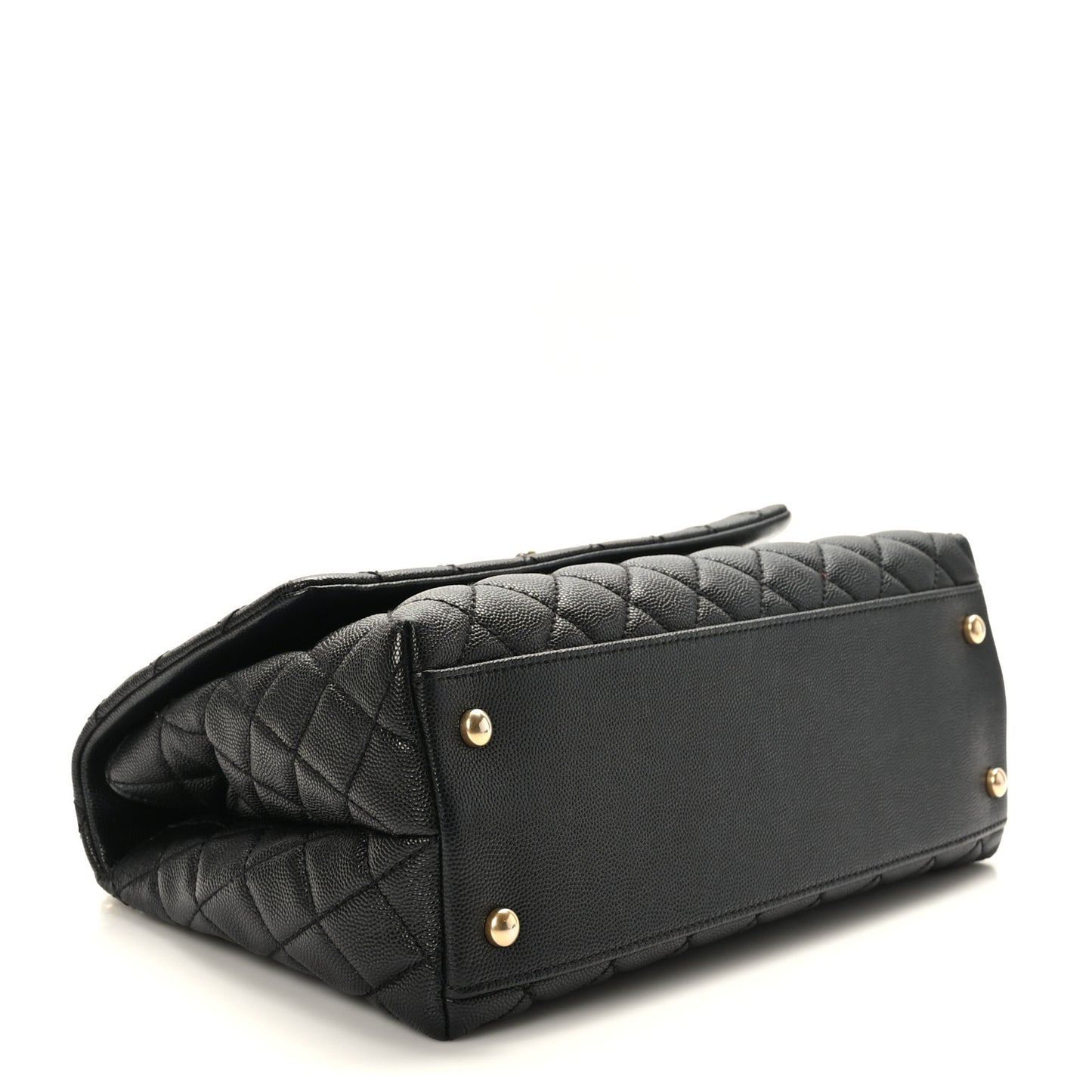 Caviar Lizard Embossed Quilted Small Coco Handle Flap Black