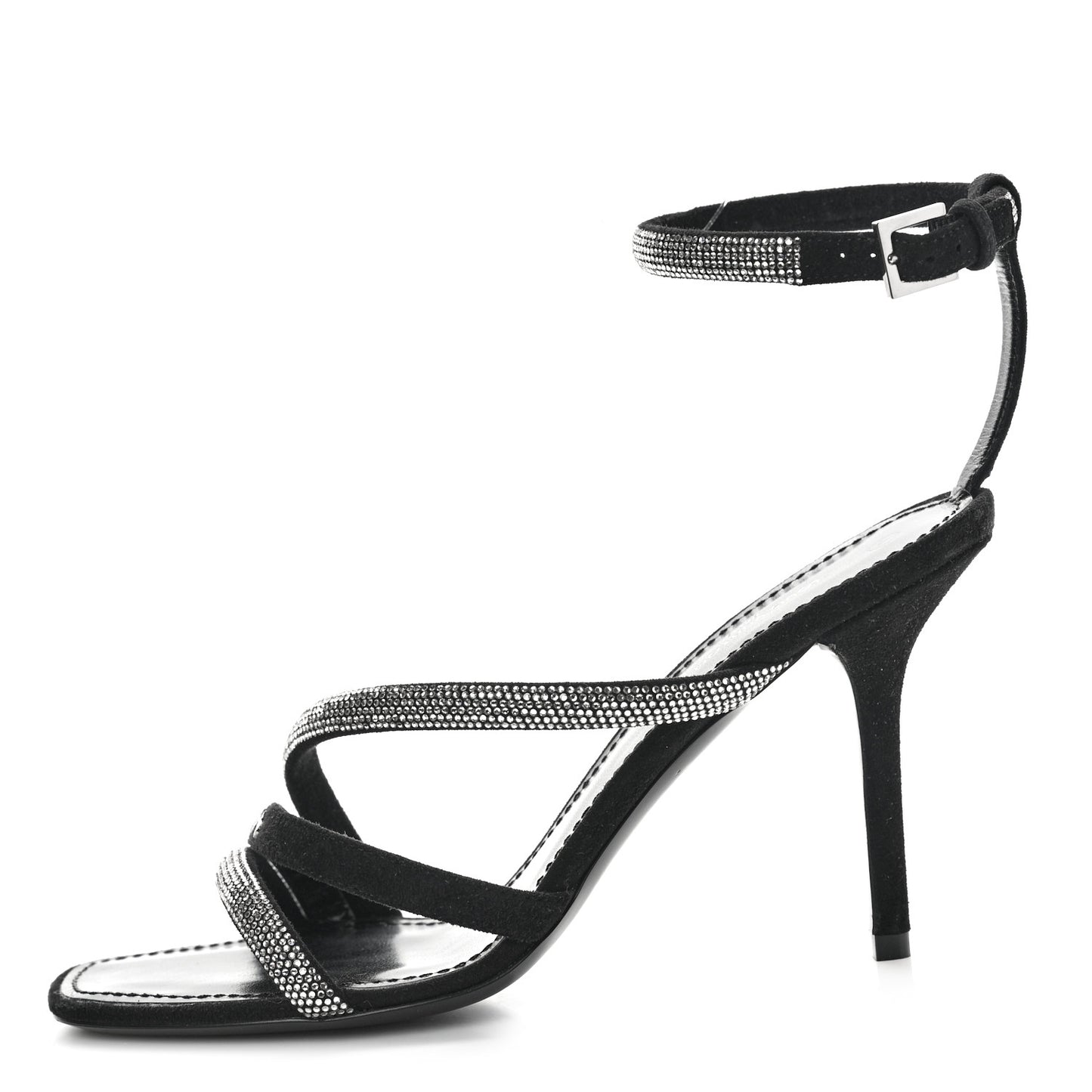 Suede Goat Rhinestone Appeal Sandals 37.5 Black