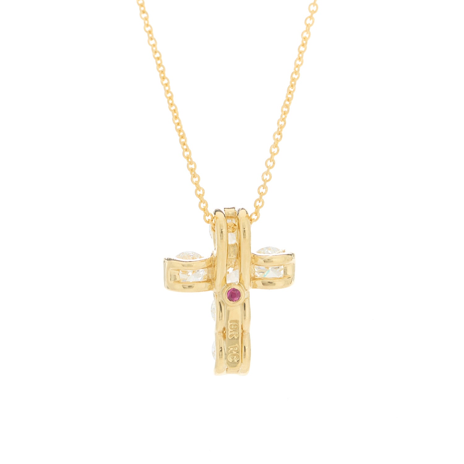 Roberto Coin 18K Yellow Gold Diamond Tiny Treasures Square Cross Pendant Necklace 3 of 3