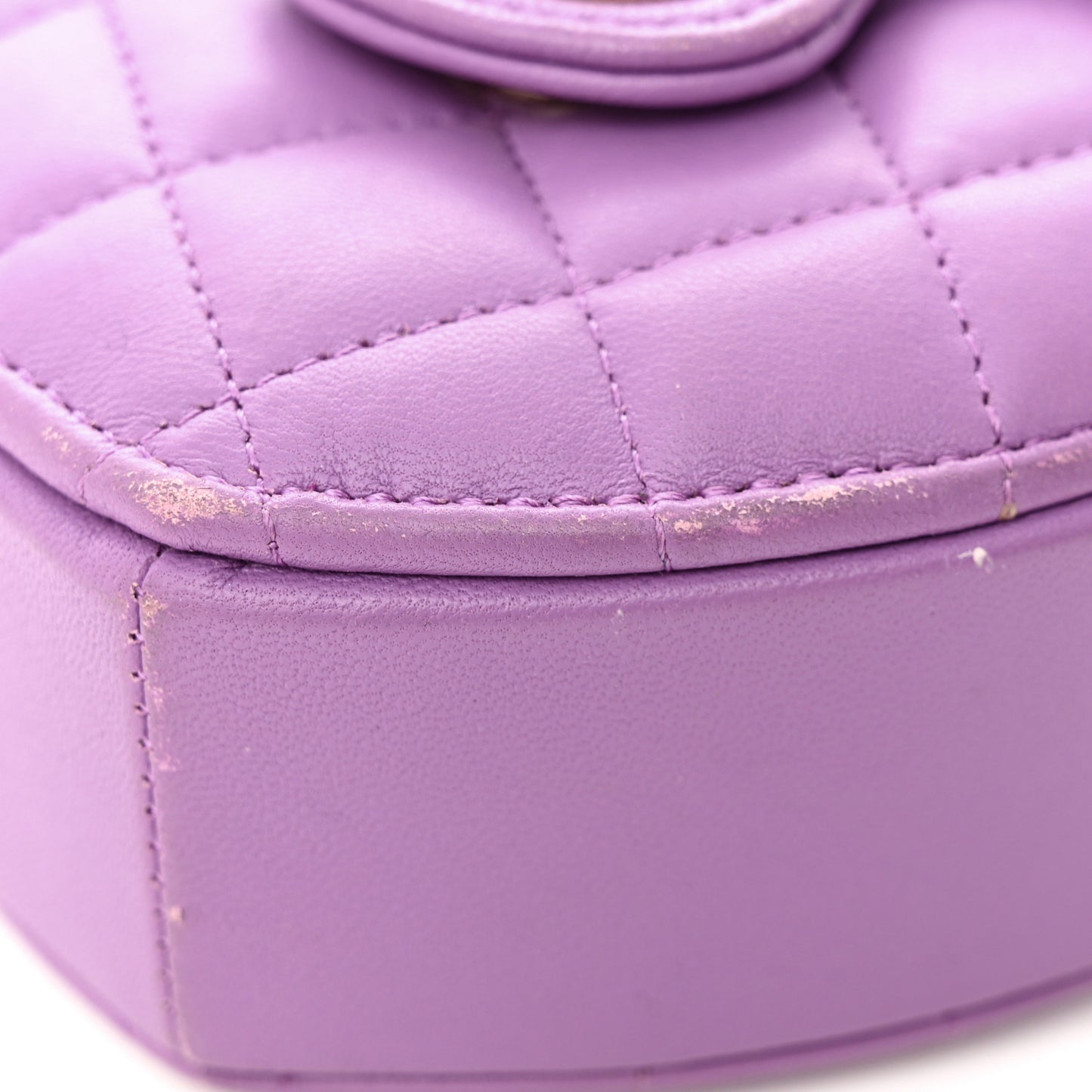 Lambskin Quilted CC In Love Heart Clutch With Chain Purple