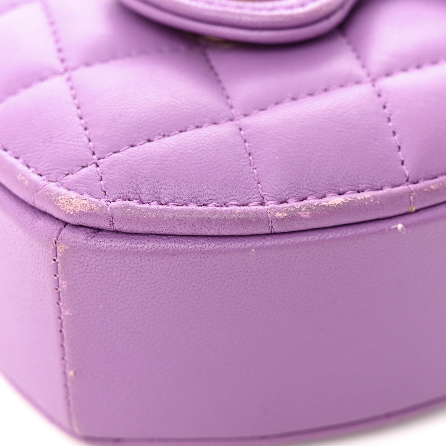Chanel Lambskin Quilted CC In Love Heart Clutch With Chain Purple 11 of 13