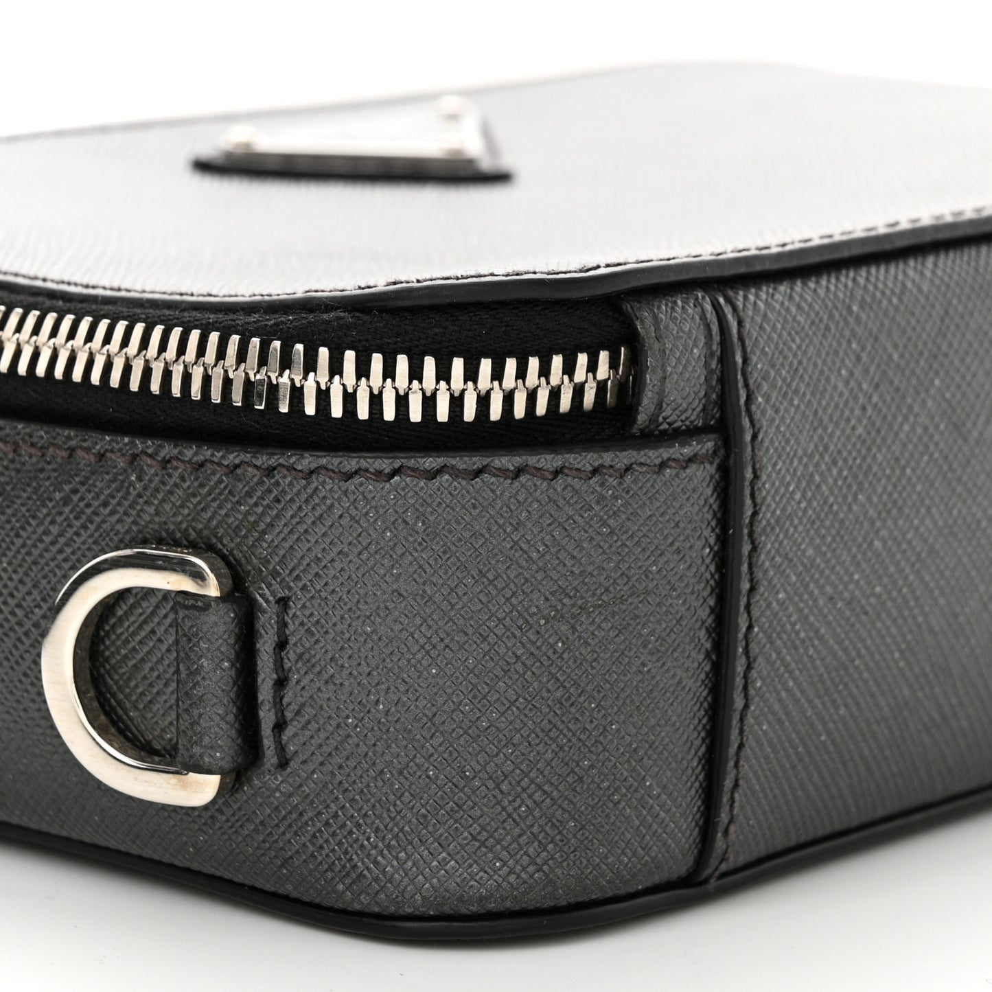 Saffiano Travel Small Brique Top Handle Crossbody Bag Anthracite Gray