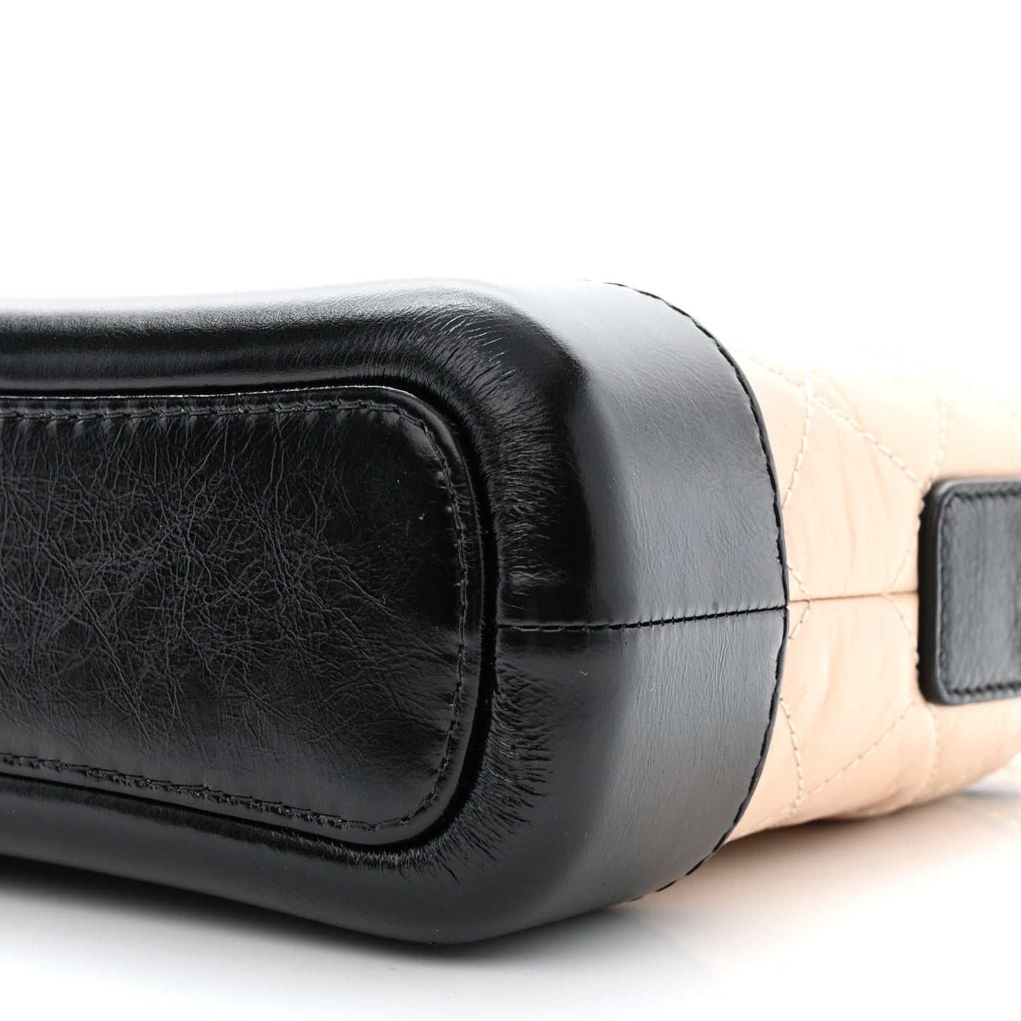 Aged Calfskin Quilted Small Gabrielle Hobo Beige Black