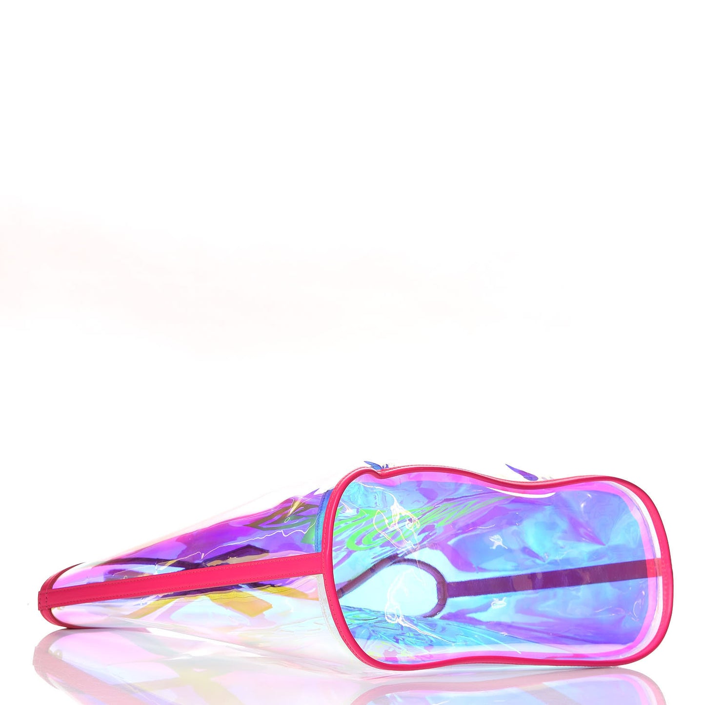 Iridescent PVC Shopper Tote Neon Pink Hologram