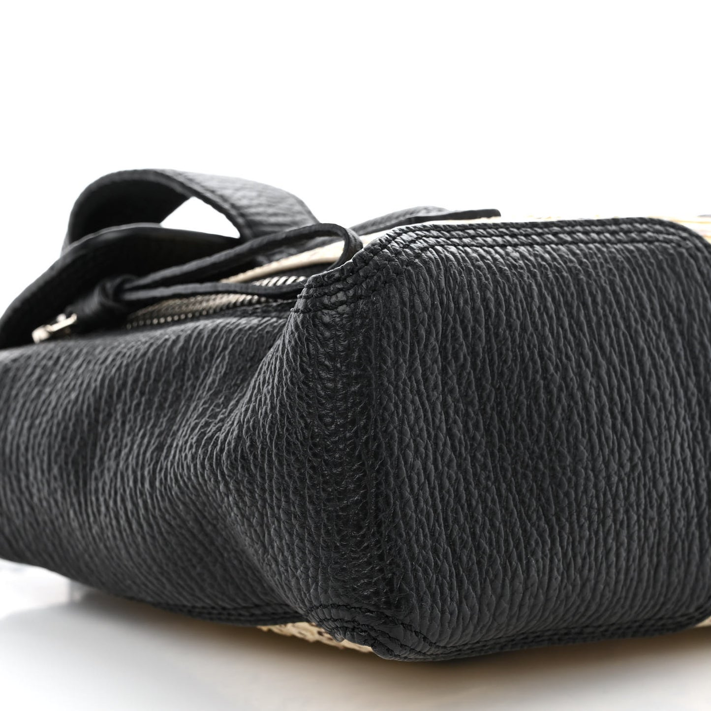 Textured Calfskin Elaphe Snakeskin Mini Pashli Satchel Natural Black