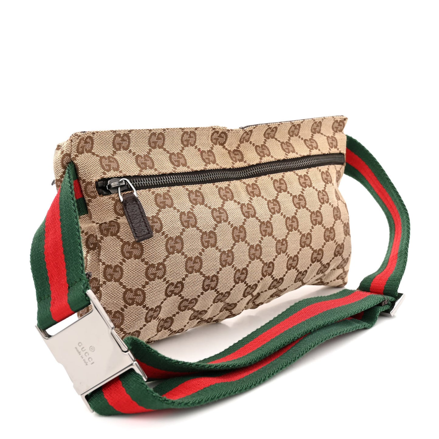 GG Monogram Double Pocket Belt Bag Dark Brown