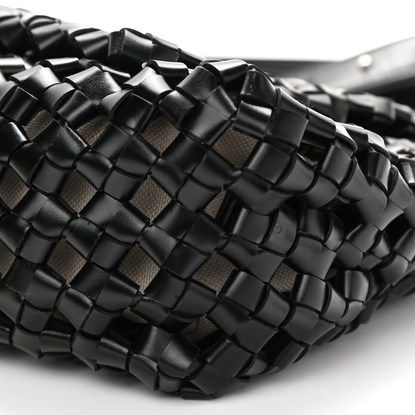 Nappa Intrecciato Crochet The Window Crossbody Bag Black