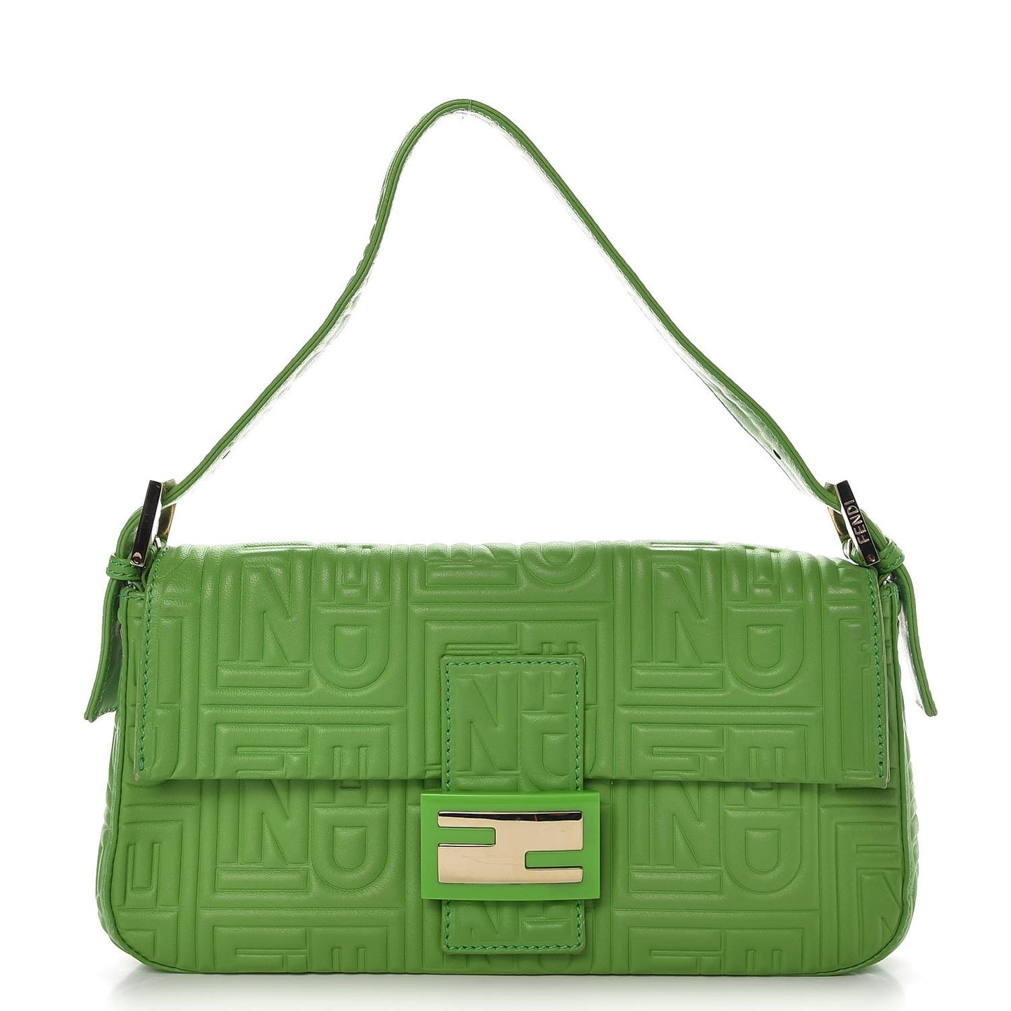 Nappa Logo Embossed Baguette Green