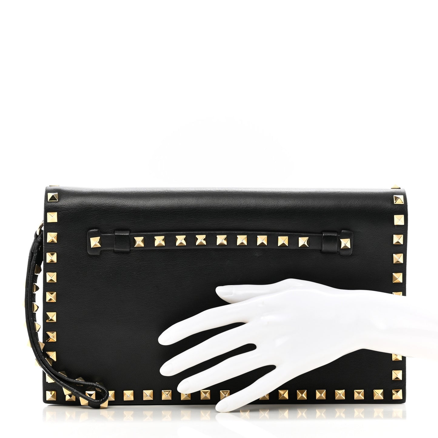 Nappa Rockstud Wristlet Clutch Black