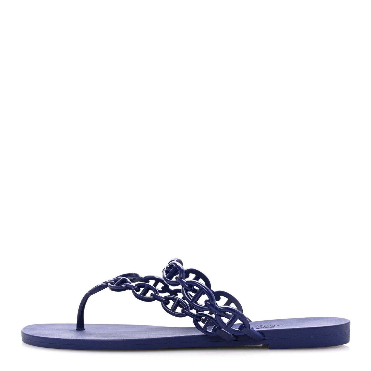 Hermes Rubber Chaine d'Ancre Island Sandals 38 Bleu Smalt 1646045