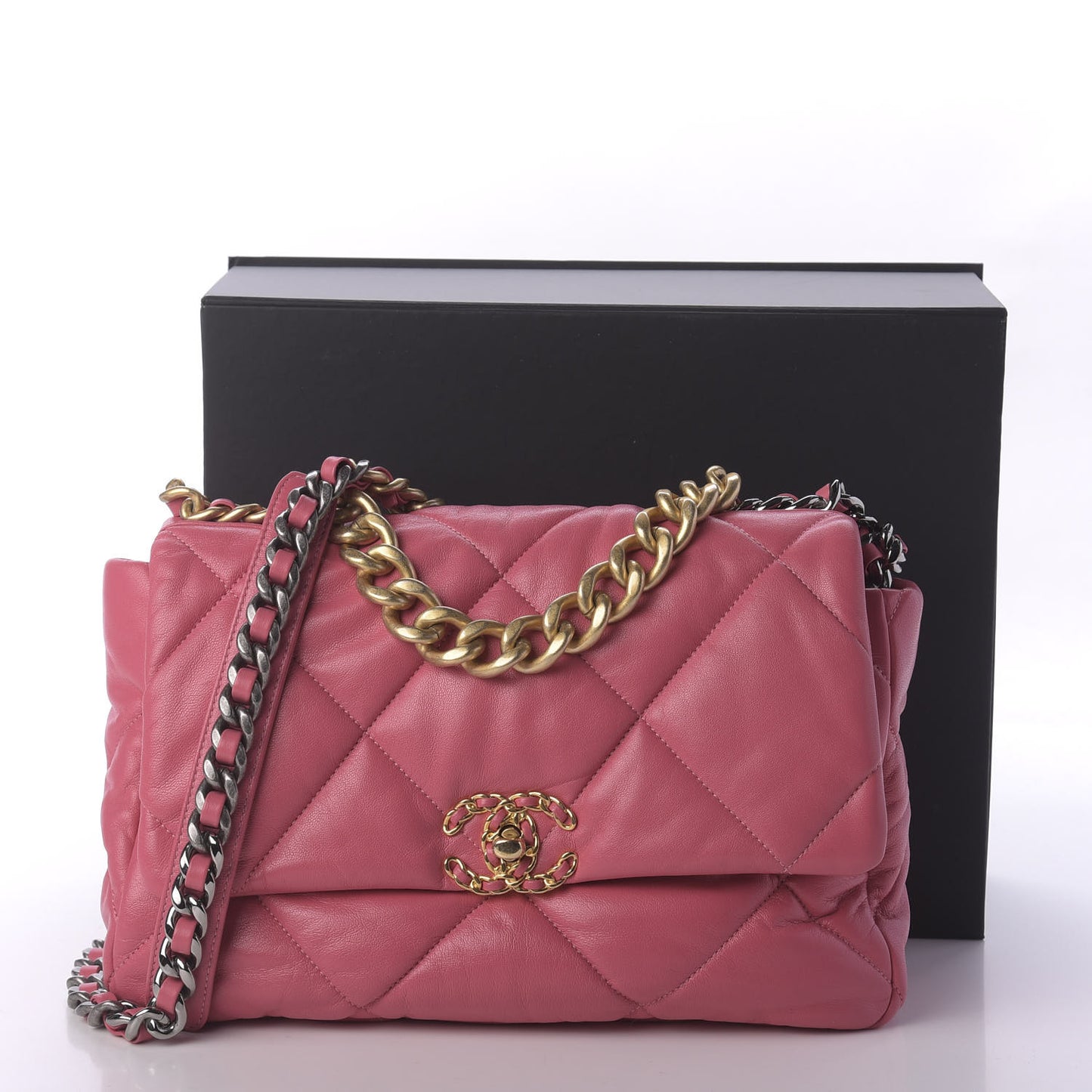 Goatskin Quilted Large 19 Flap Pink