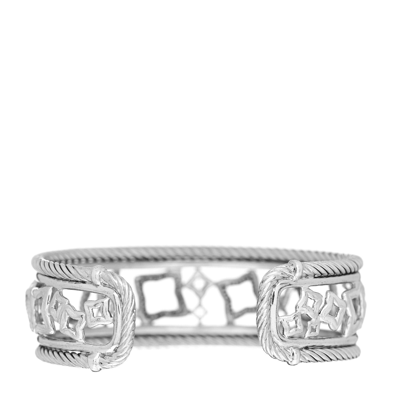 David Yurman Sterling Silver Diamond Quatrefoil Cuff Bracelet 2 of 3
