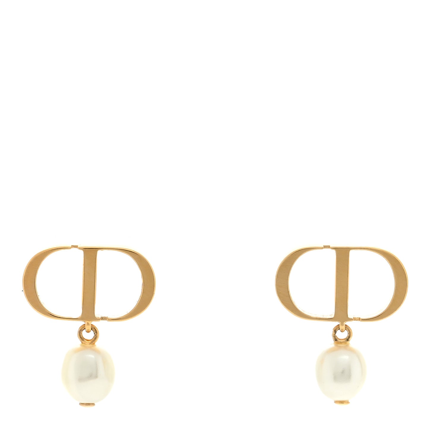 Pearl Crystal Tribal CD Drop Earrings Gold