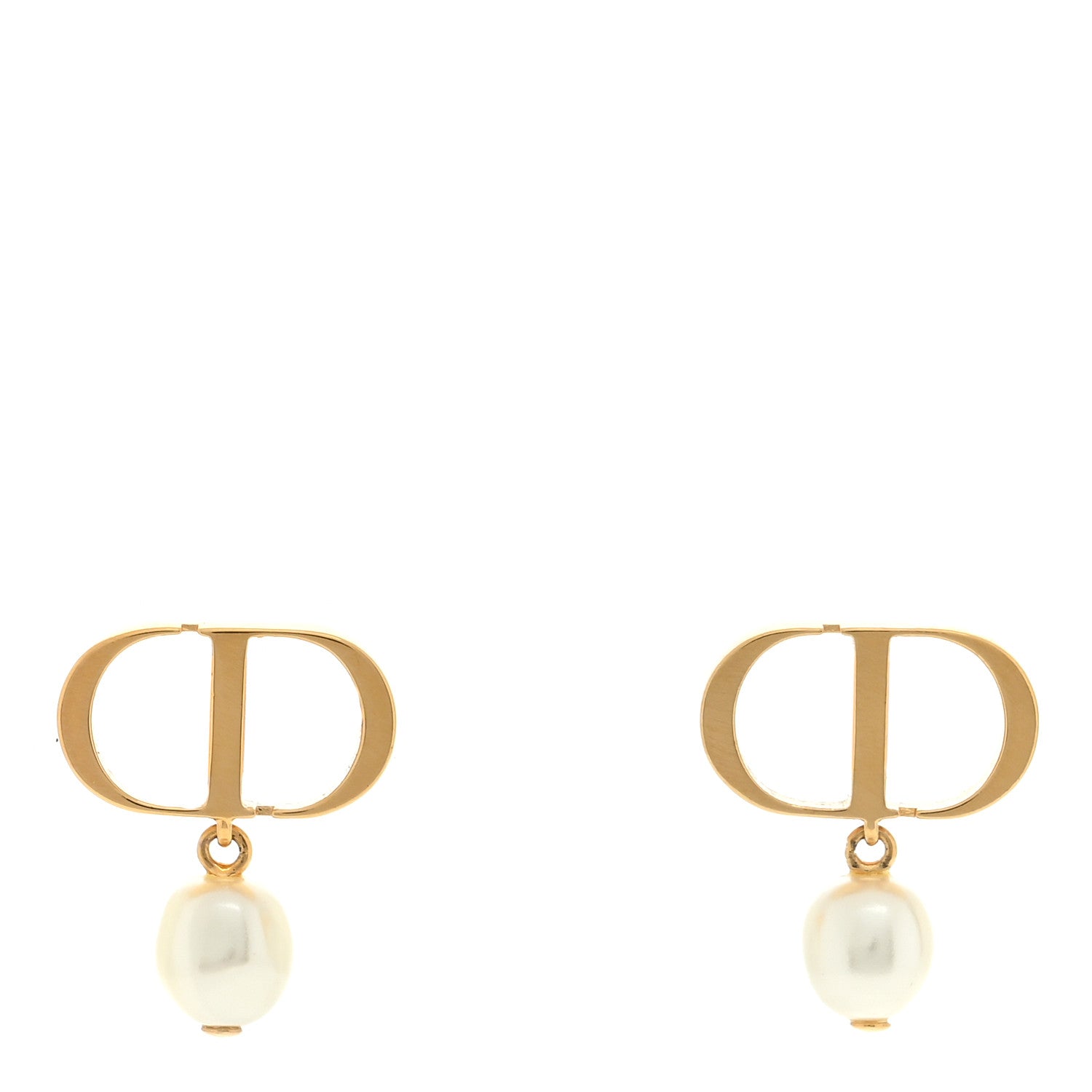 Christian Dior Pearl Crystal Tribal CD Drop Earrings Gold 1 of 4