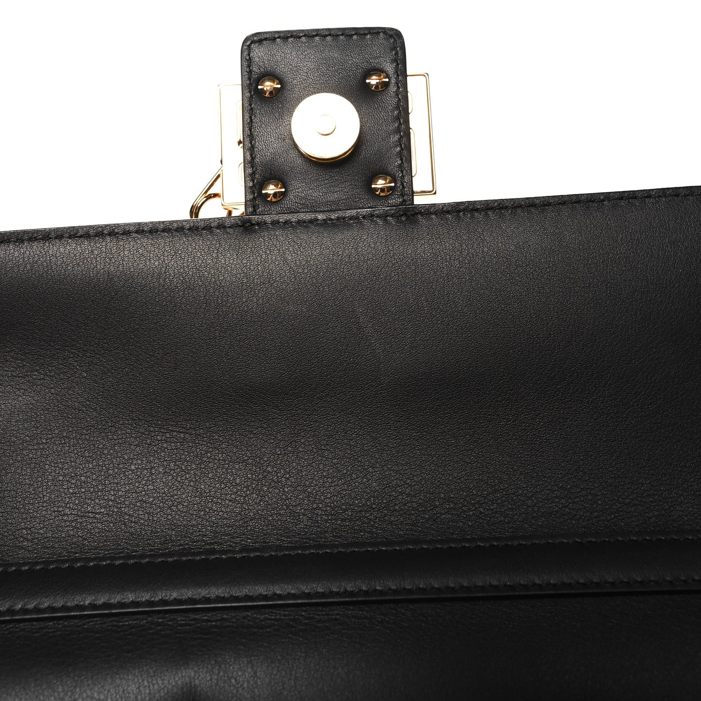 X VERSACE Vitello Seta Fendace Brooch Baguette Black