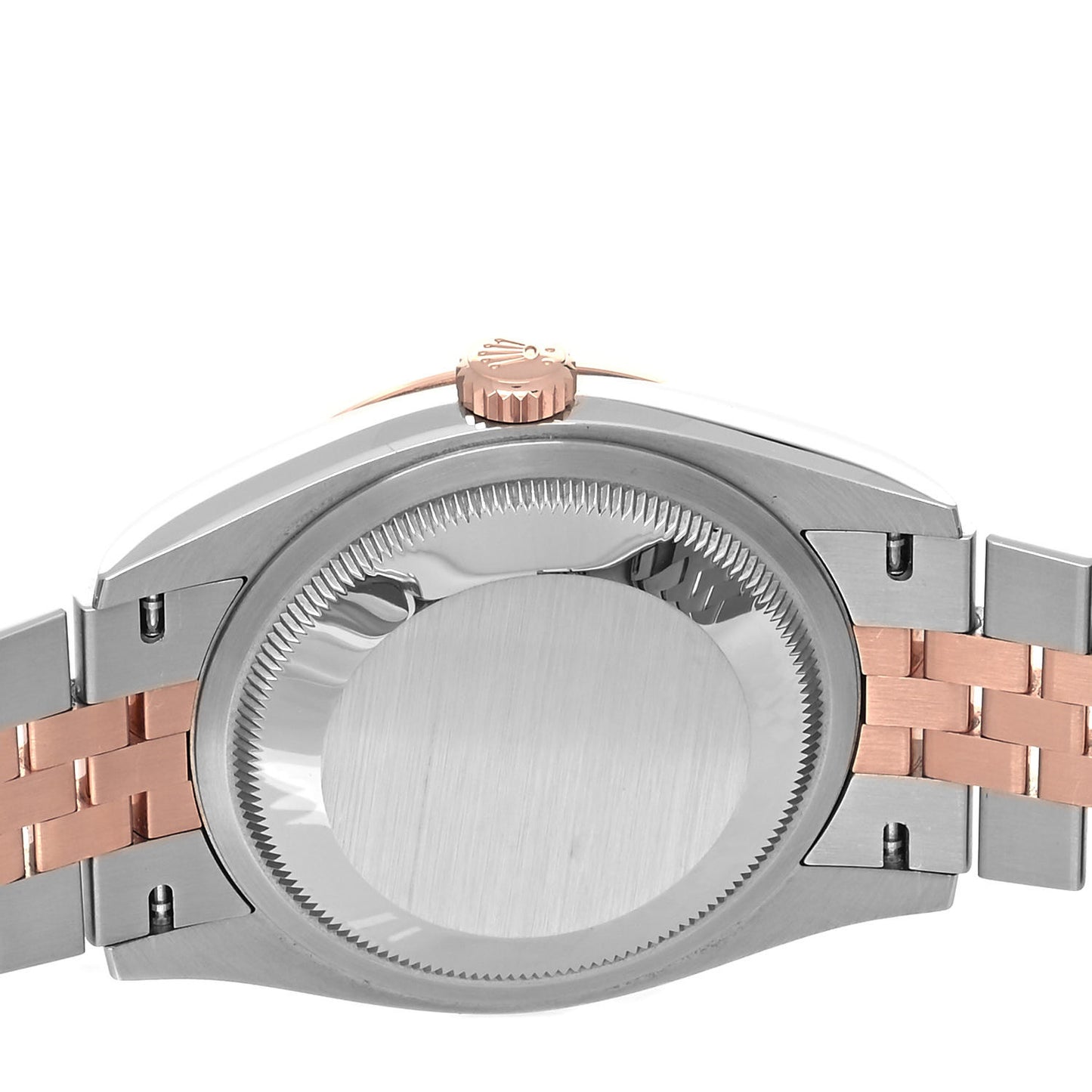 Stainless Steel 18K Everose Gold 36mm Oyster Perpetual Datejust Watch Silver Fluted 126231